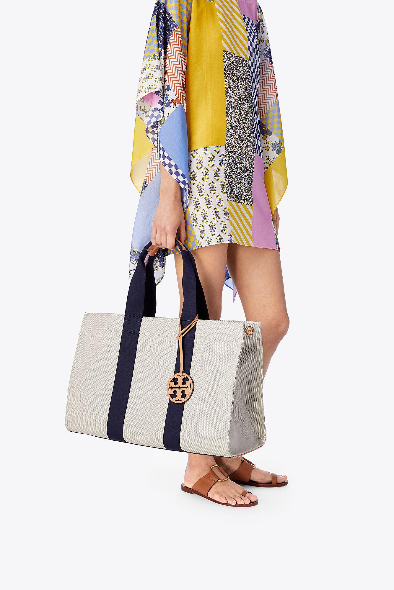 Tory Burch Miller Large Canvas Tote in Blue - Lyst