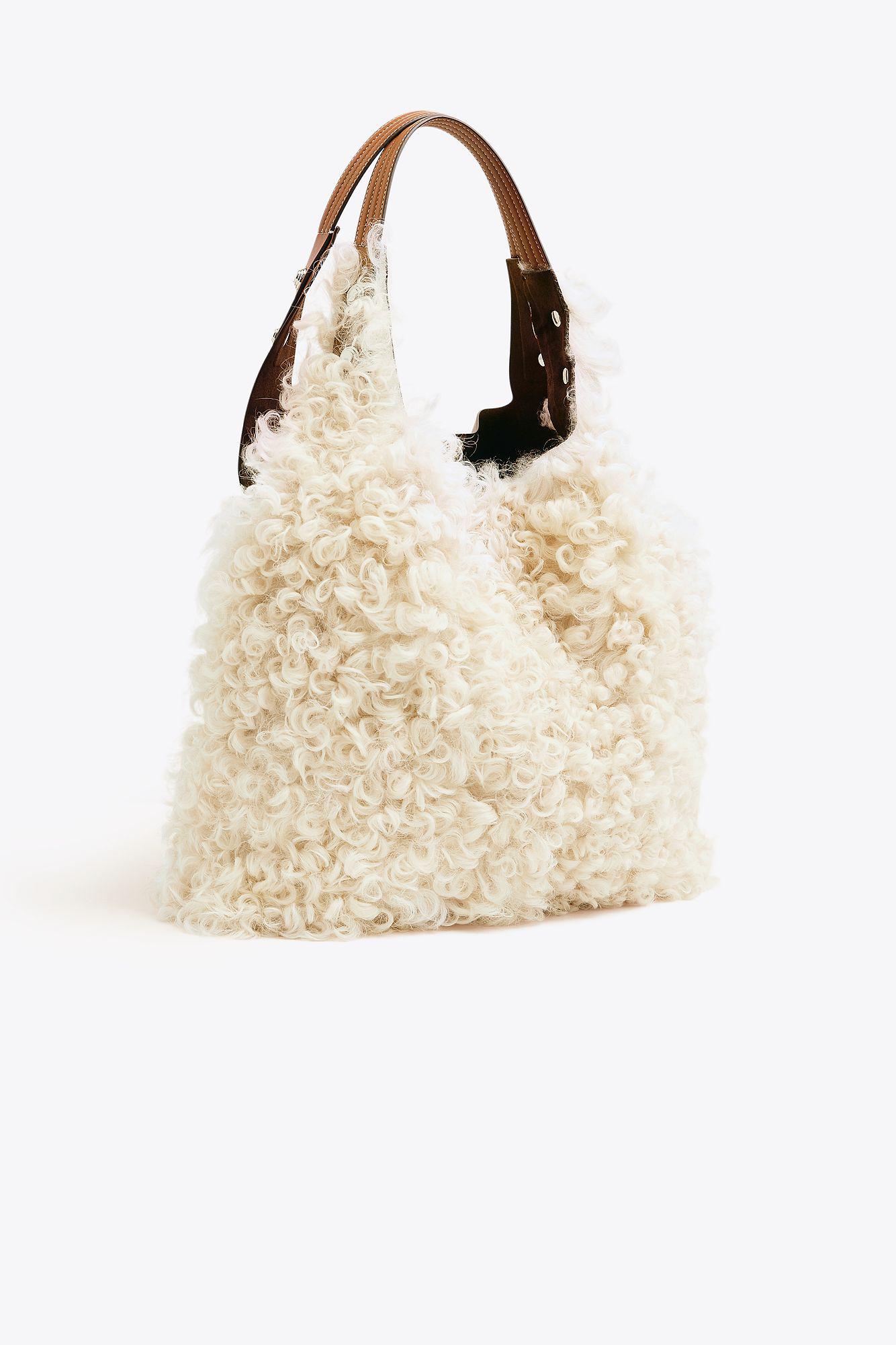 rory shearling mini tote