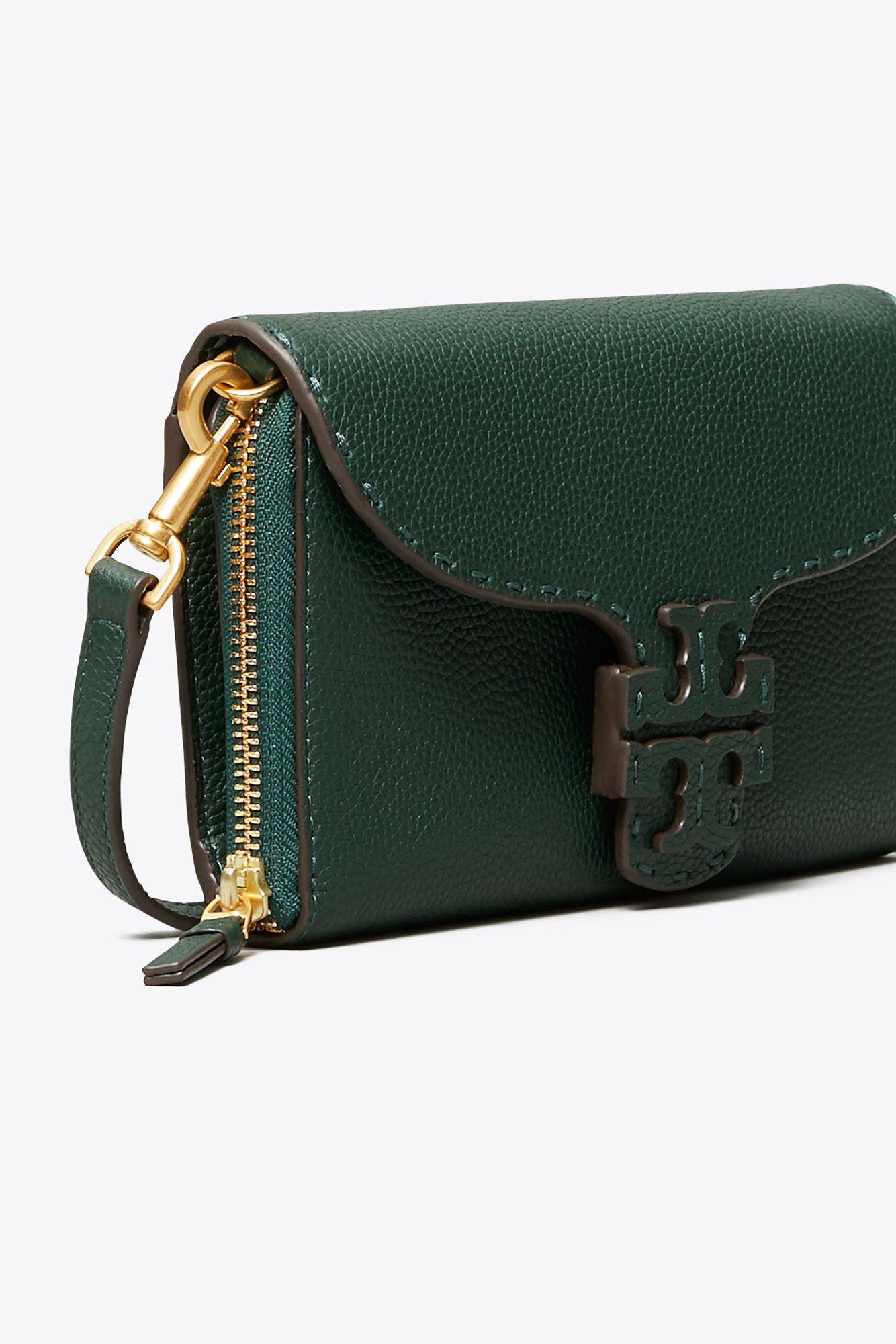 Tory Burch Leather Mcgraw Wallet Crossbody in Green - Lyst
