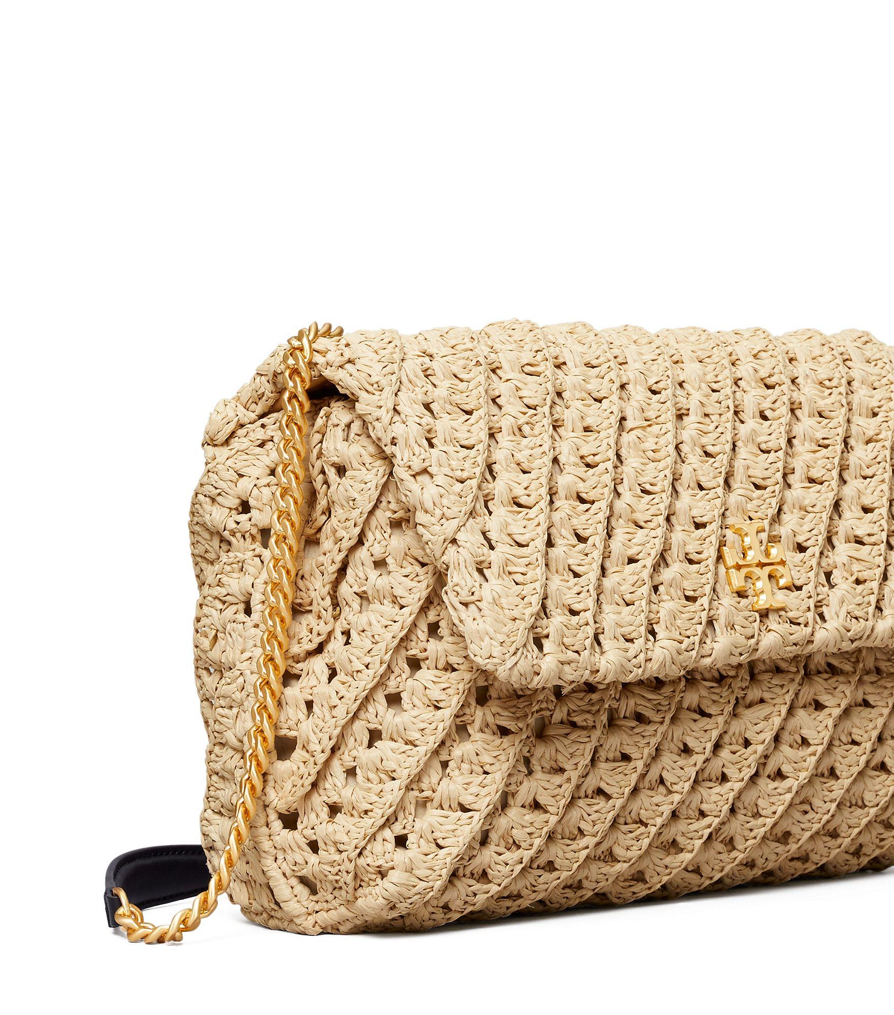 Tory Burch Kira Crochet Convertible Shoulder Bag in Natural