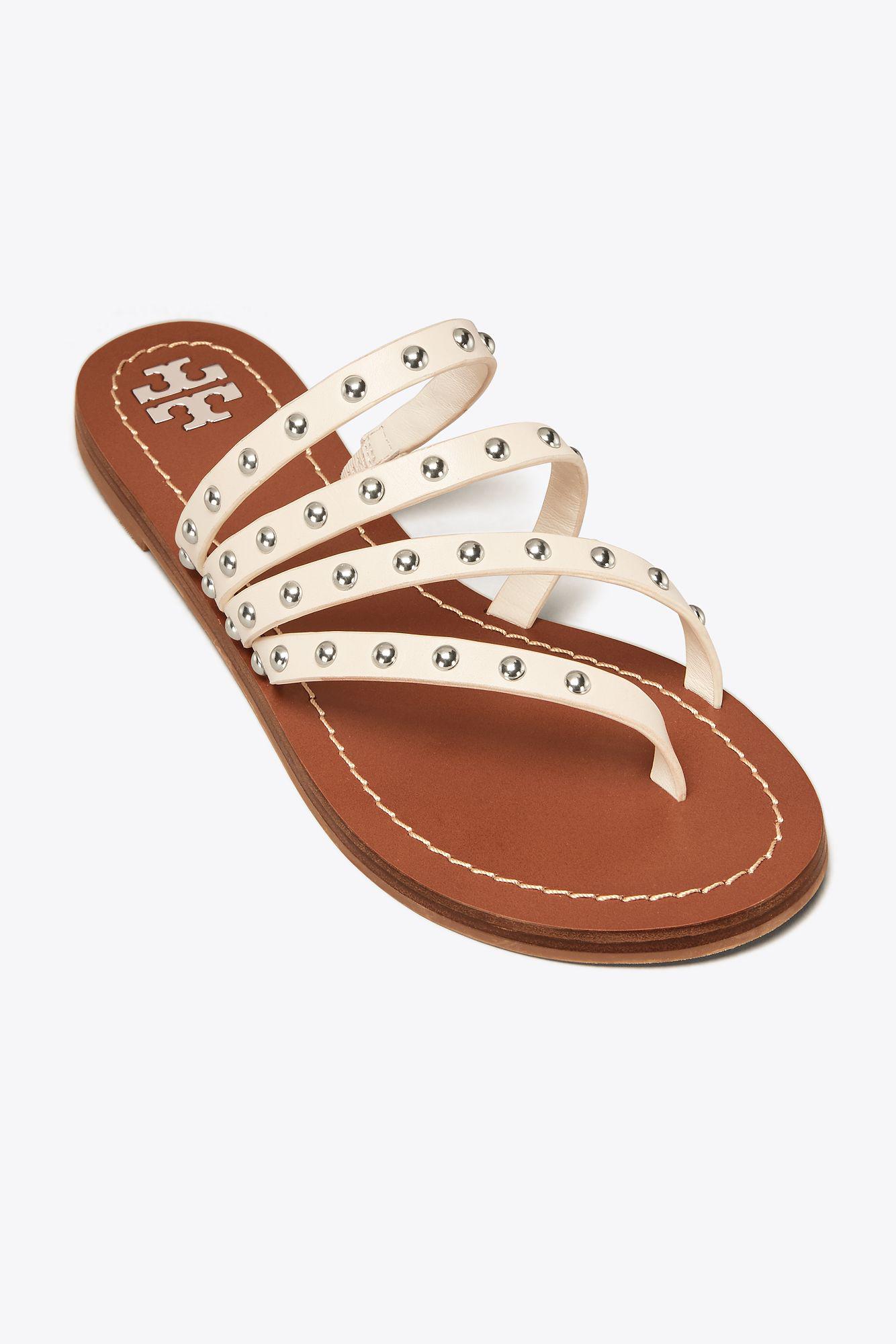 Patos Studded Leather Thong Sandals 