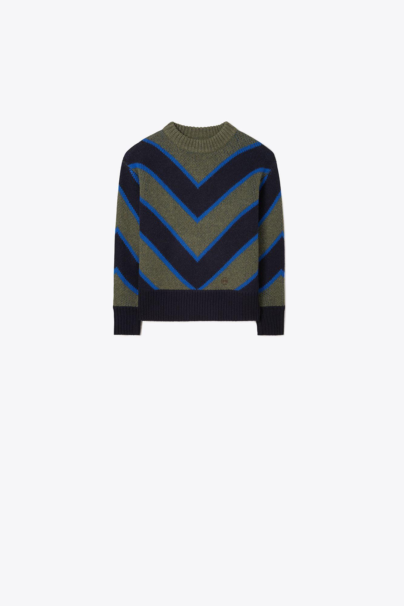 Tory Burch Colorblock Chevron Sweater in Blue | Lyst