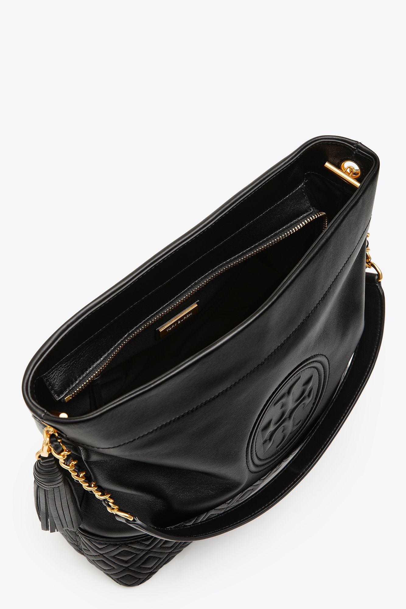 tory burch black fleming hobo