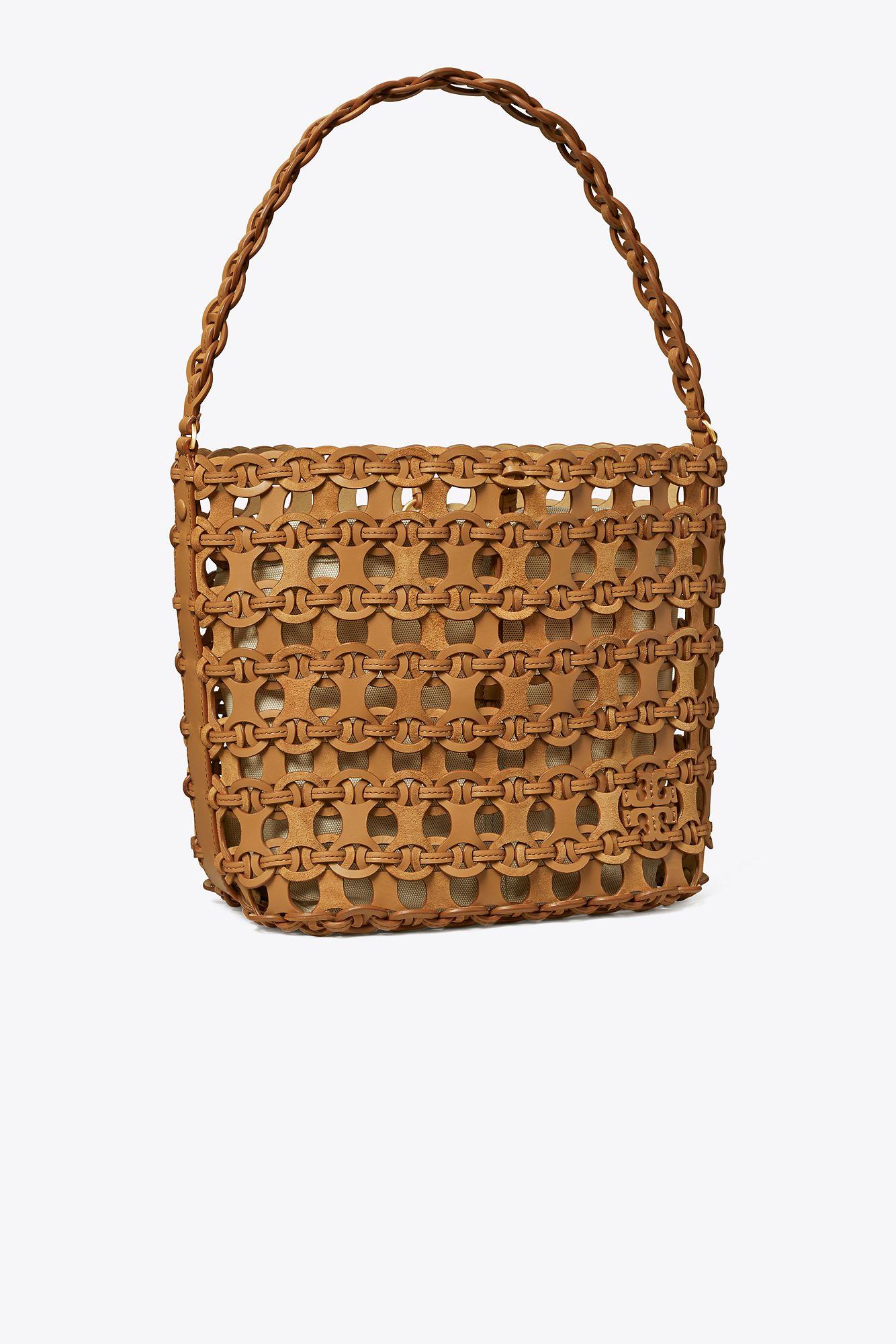 Tory Burch Mcgraw Diecut Large Bucket Bag in Brown Lyst