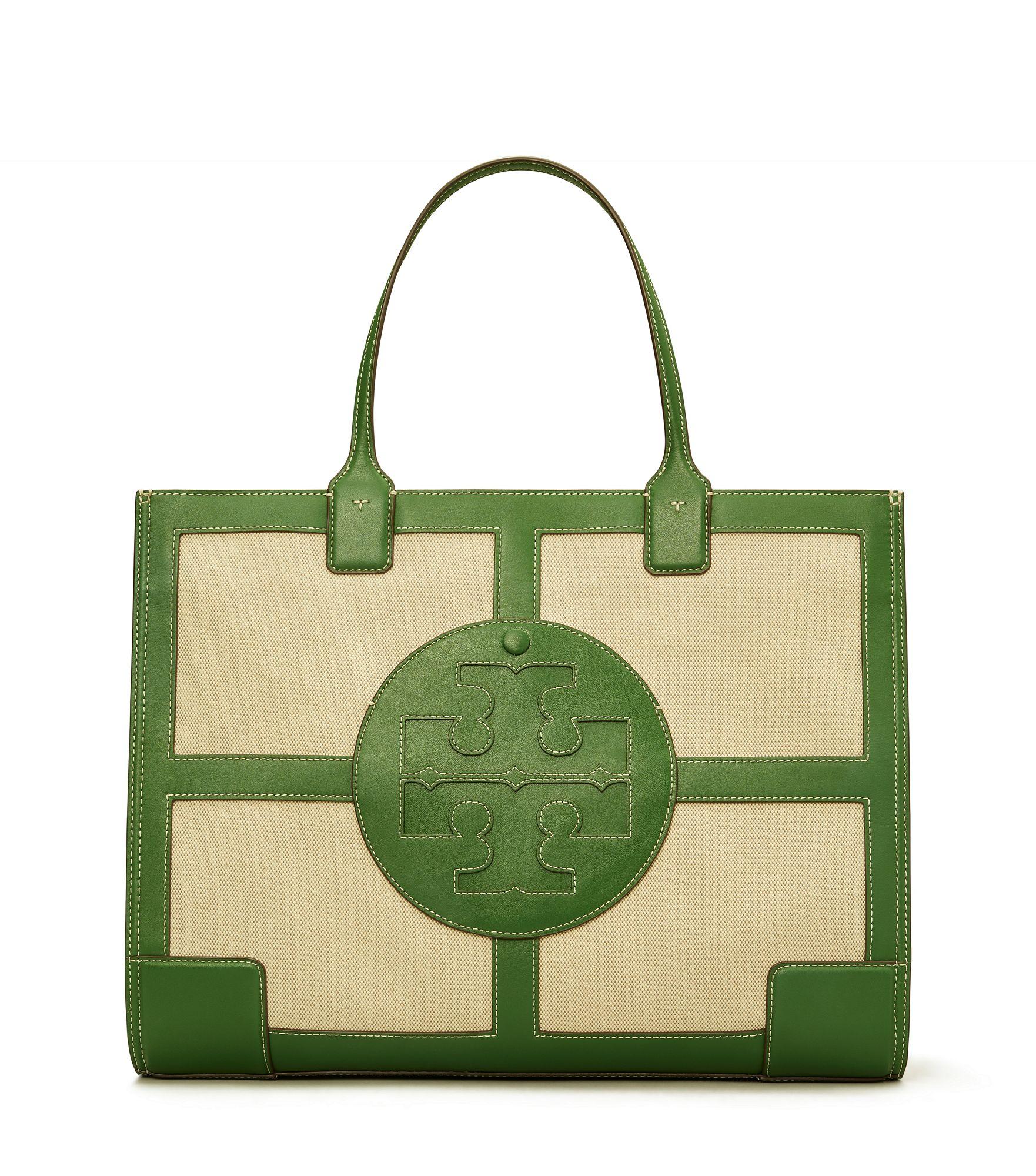 Tory Burch Ella Canvas Quadrant Tote Bag in Green