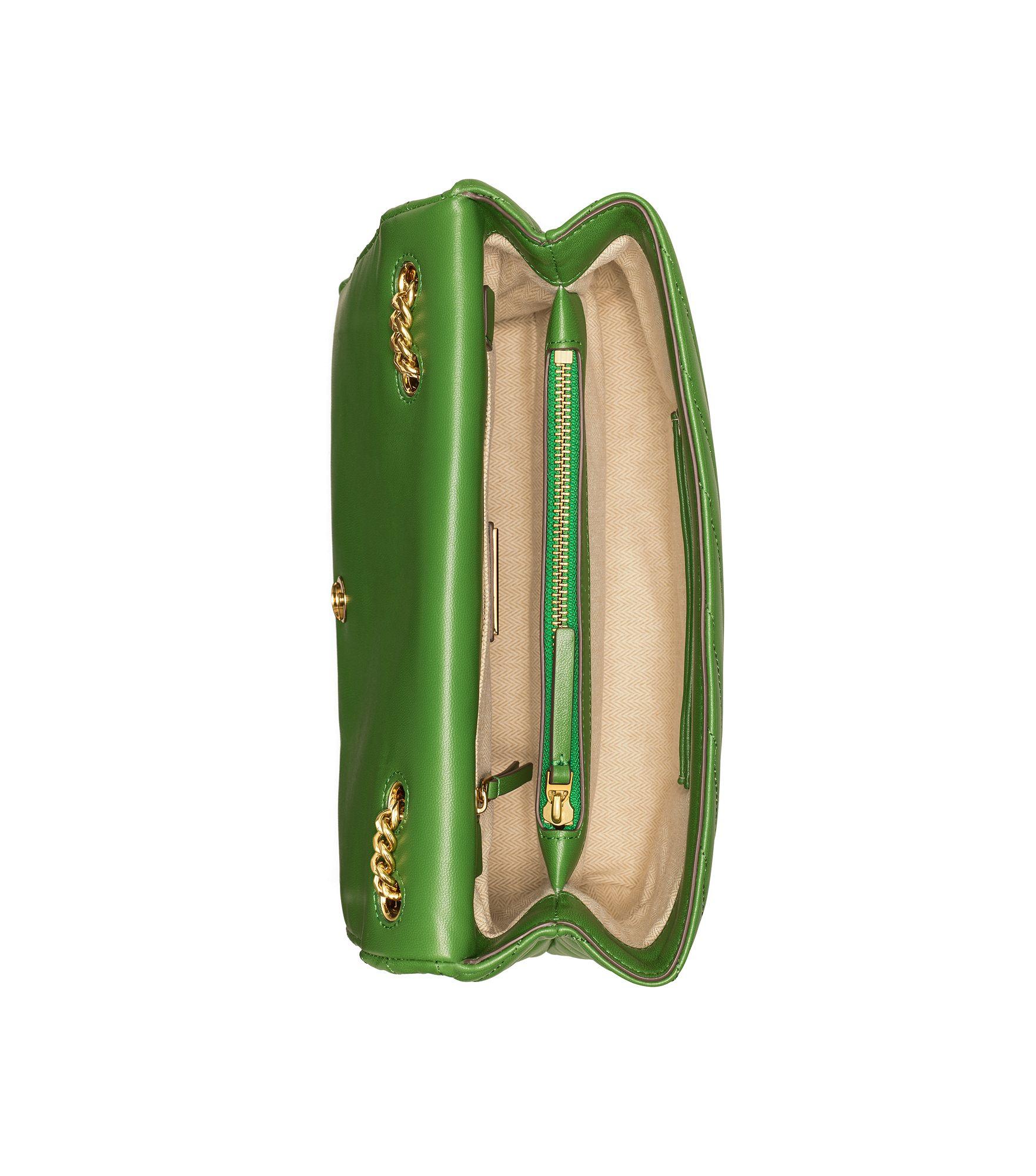 Tory Burch 90452 KIRA CHEVRON SMALL CONVERTIBLE SHOULDER Bag Green