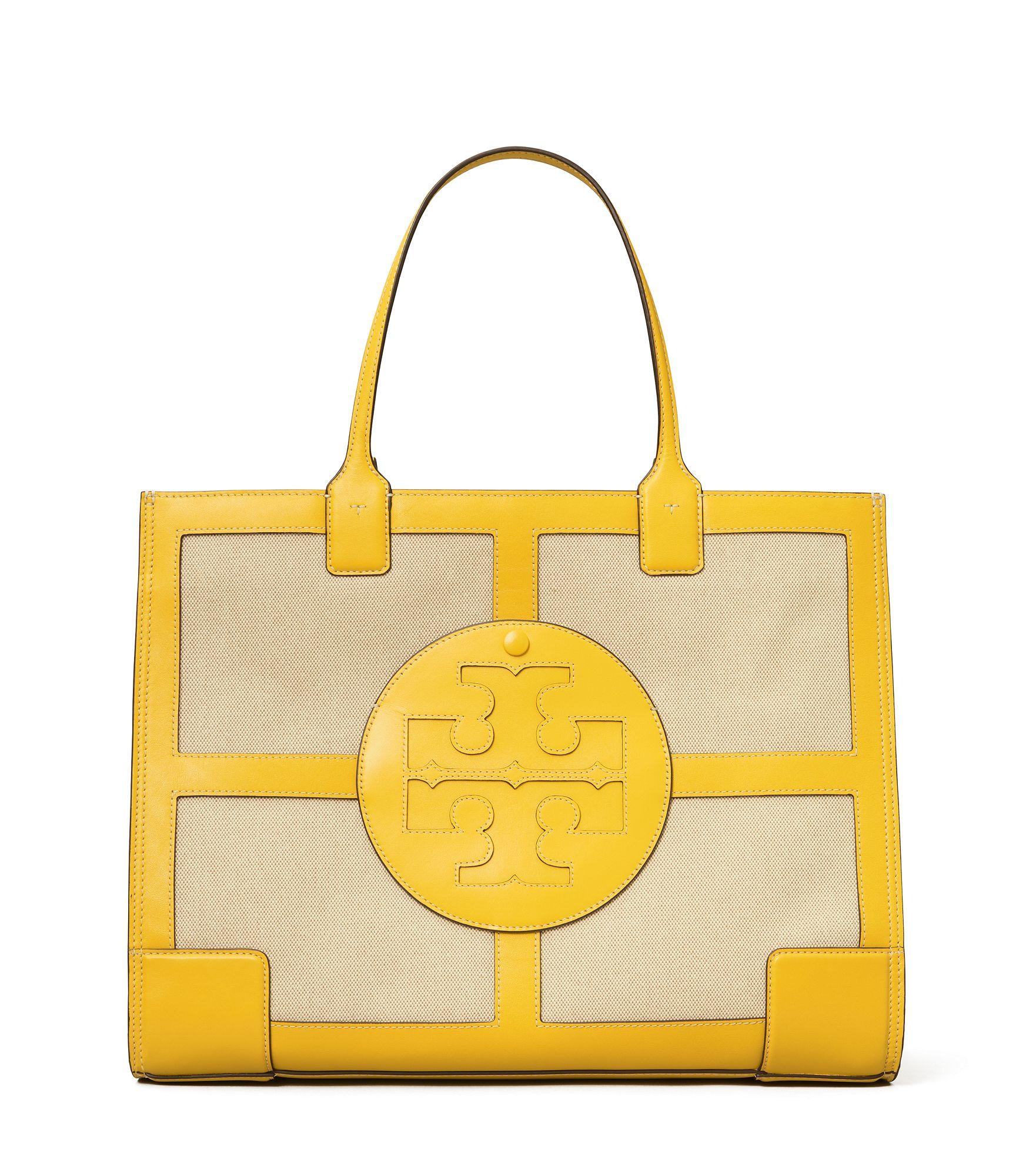 Tory Burch Ella Canvas Quadrant Tote Bag in Yellow Save 37 Lyst