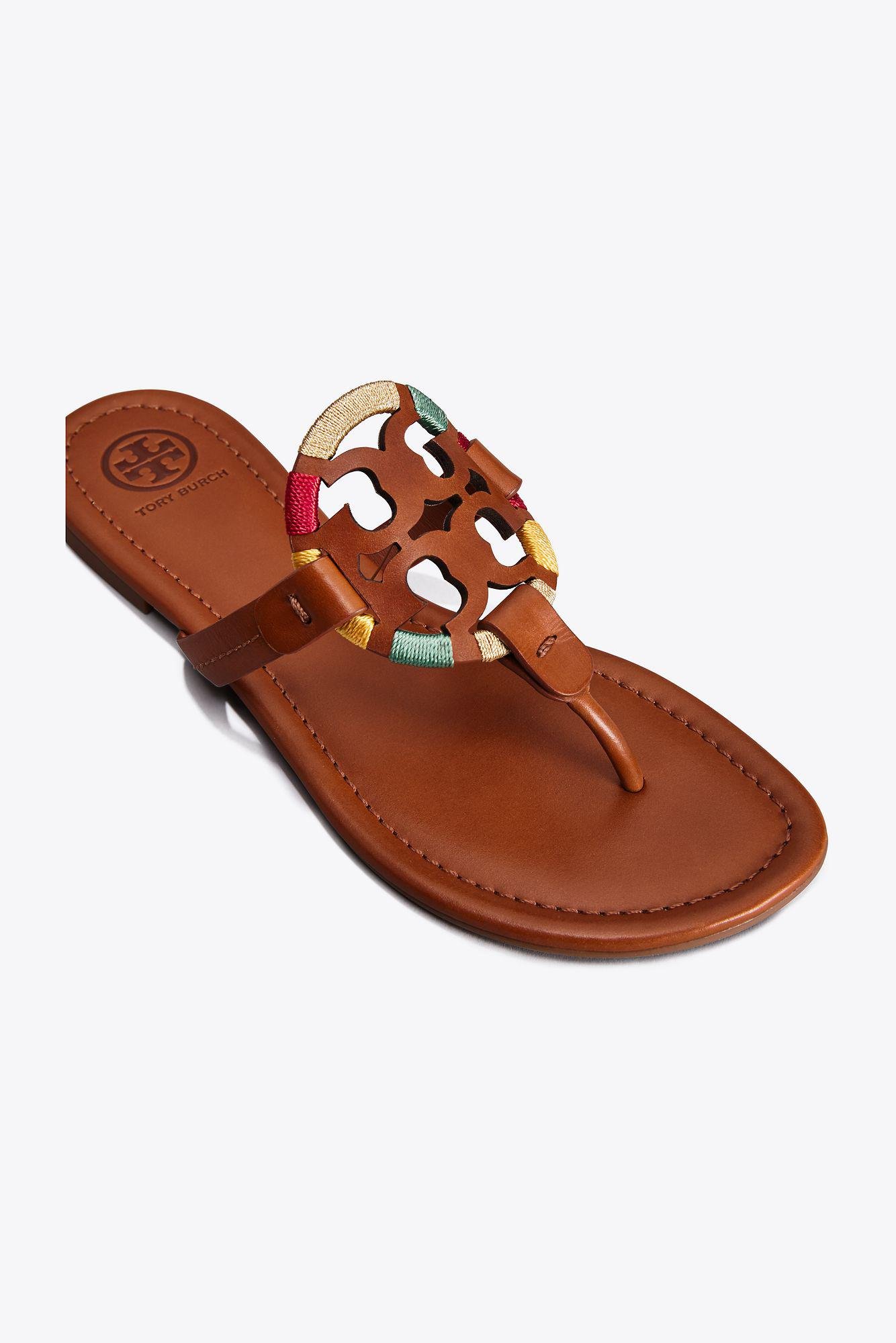 tory burch miller embroidered sandal black