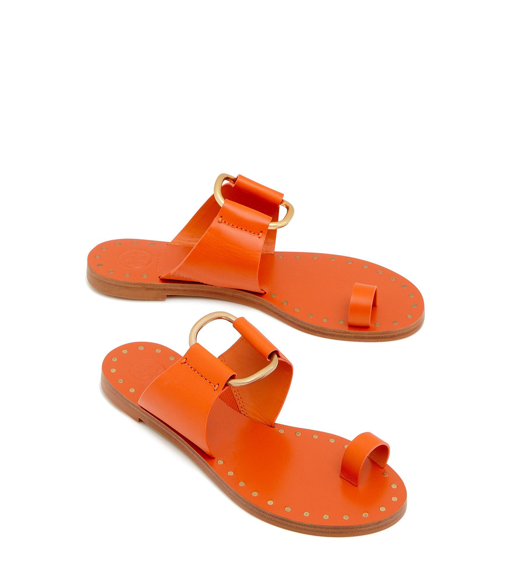 Tory Burch Ravello Studded Sandals in Orange | Lyst