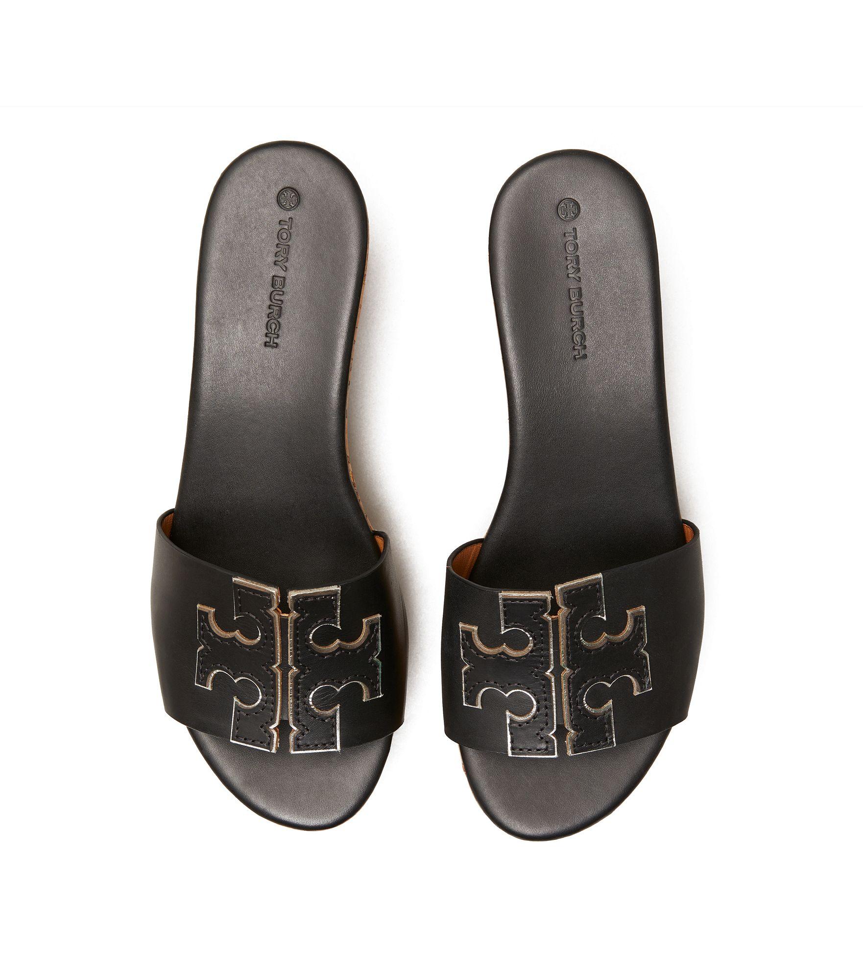 Tory Burch Ines Wedge Slide in Black | Lyst