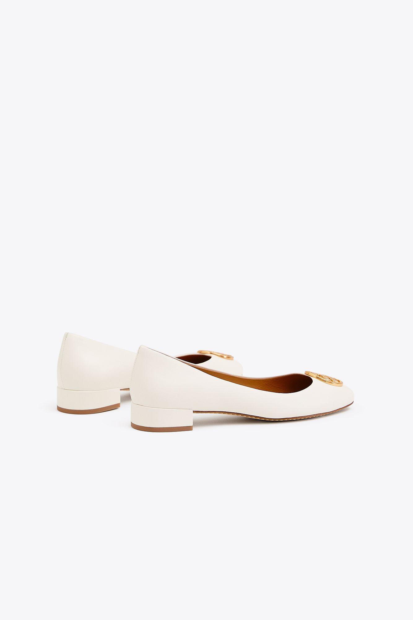 Tory Burch Chelsea Heelsed Ballet Flats in White Lyst