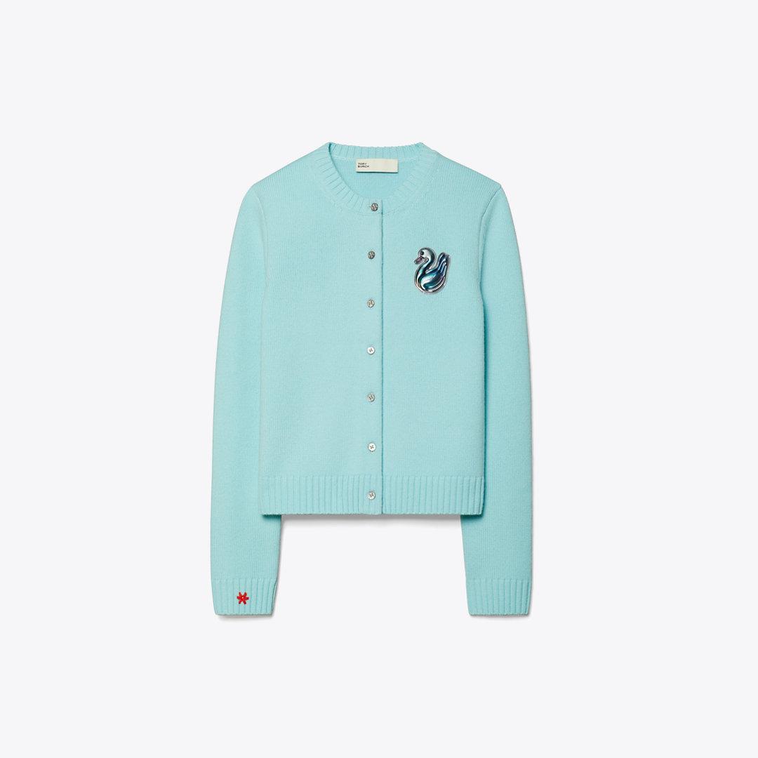 Tory Sport Tory Burch Lucky Duck Merino Wool Cardigan in