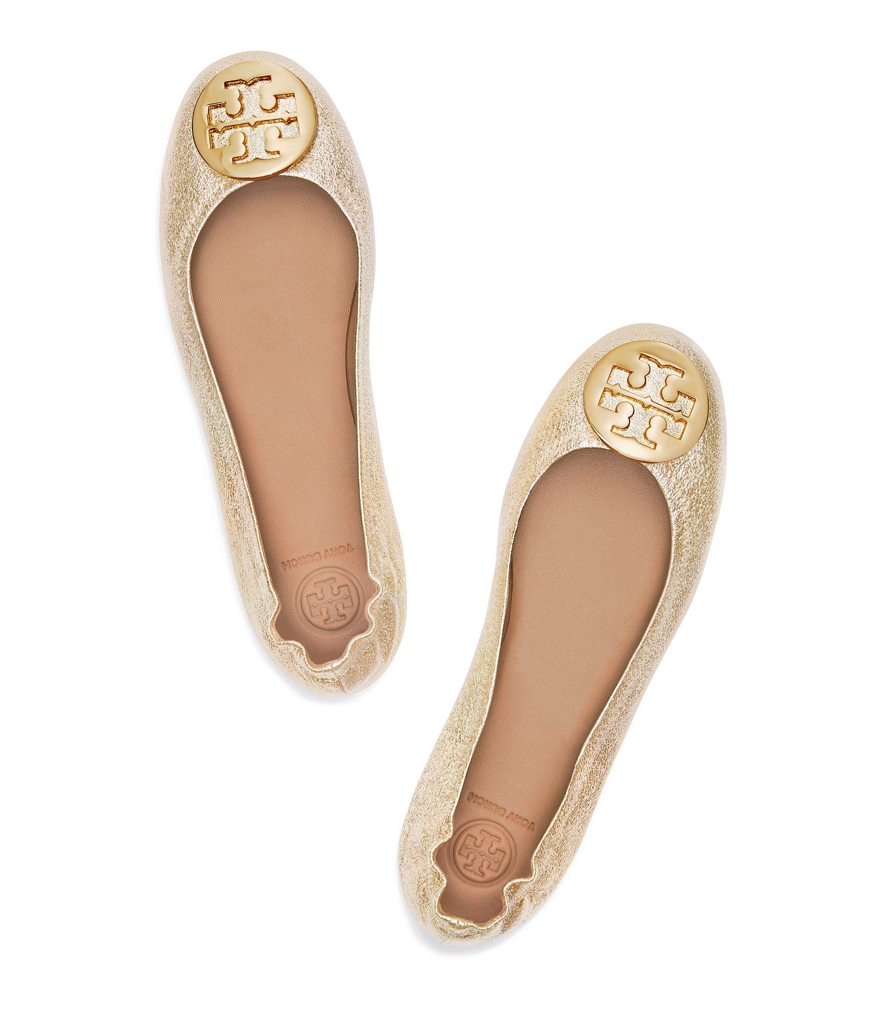 tory burch gold minnie flats