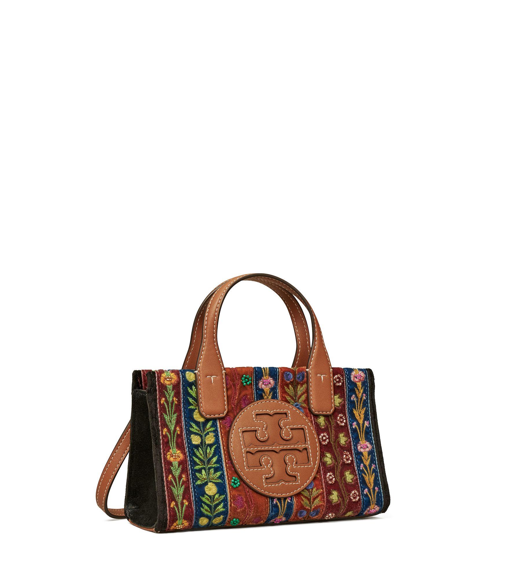 Tory Burch Leather Ella Ribbon Patchwork Mini Tote in Pattern (Brown) | Lyst