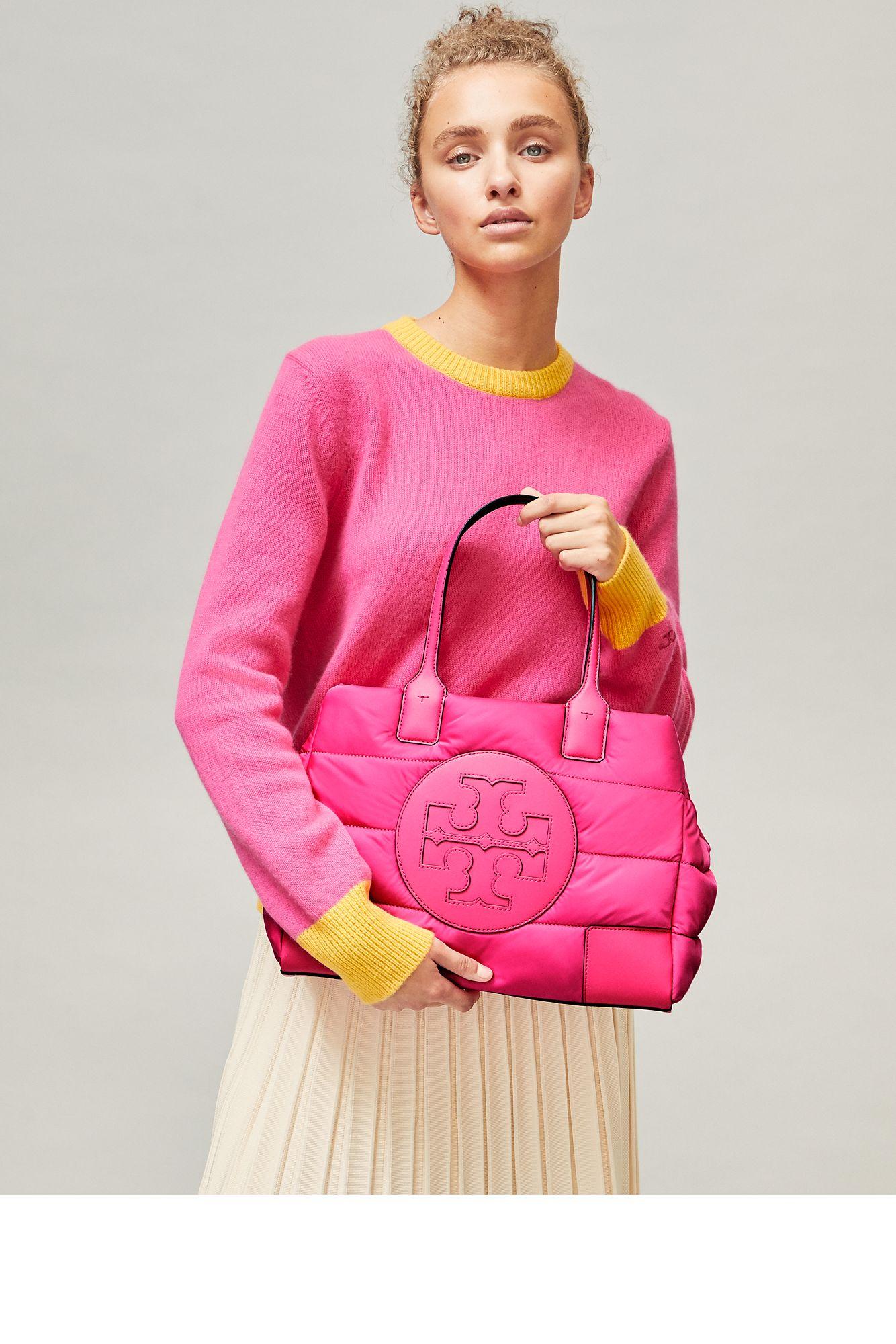 Tory Burch Satin Ella Mini Puffer Tote in Bright Pink (Pink) - Lyst