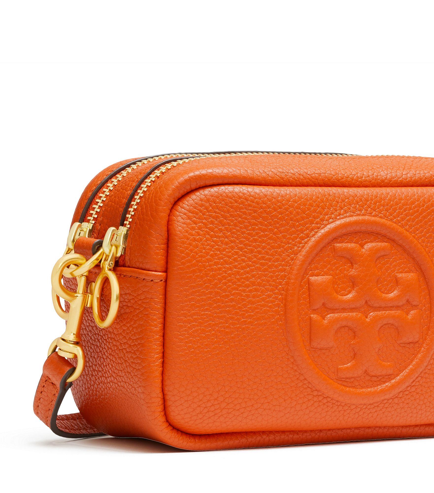 Tory Burch Perry Bombe Leather Crossbody Bag in Orange | Lyst
