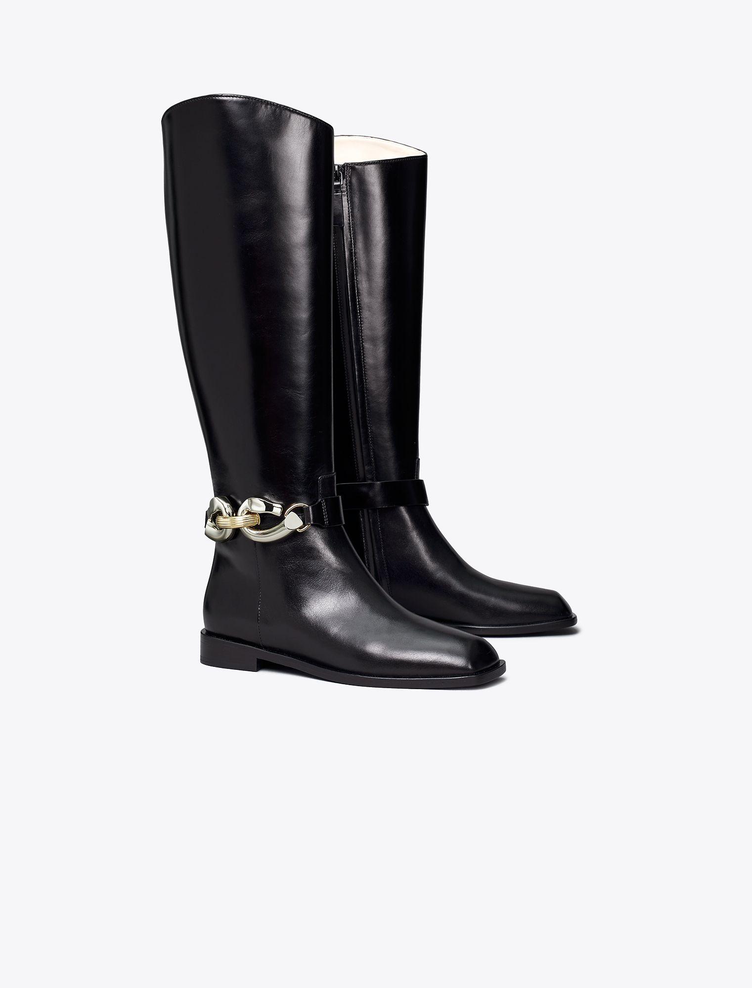 Tory burch riding boots black sale