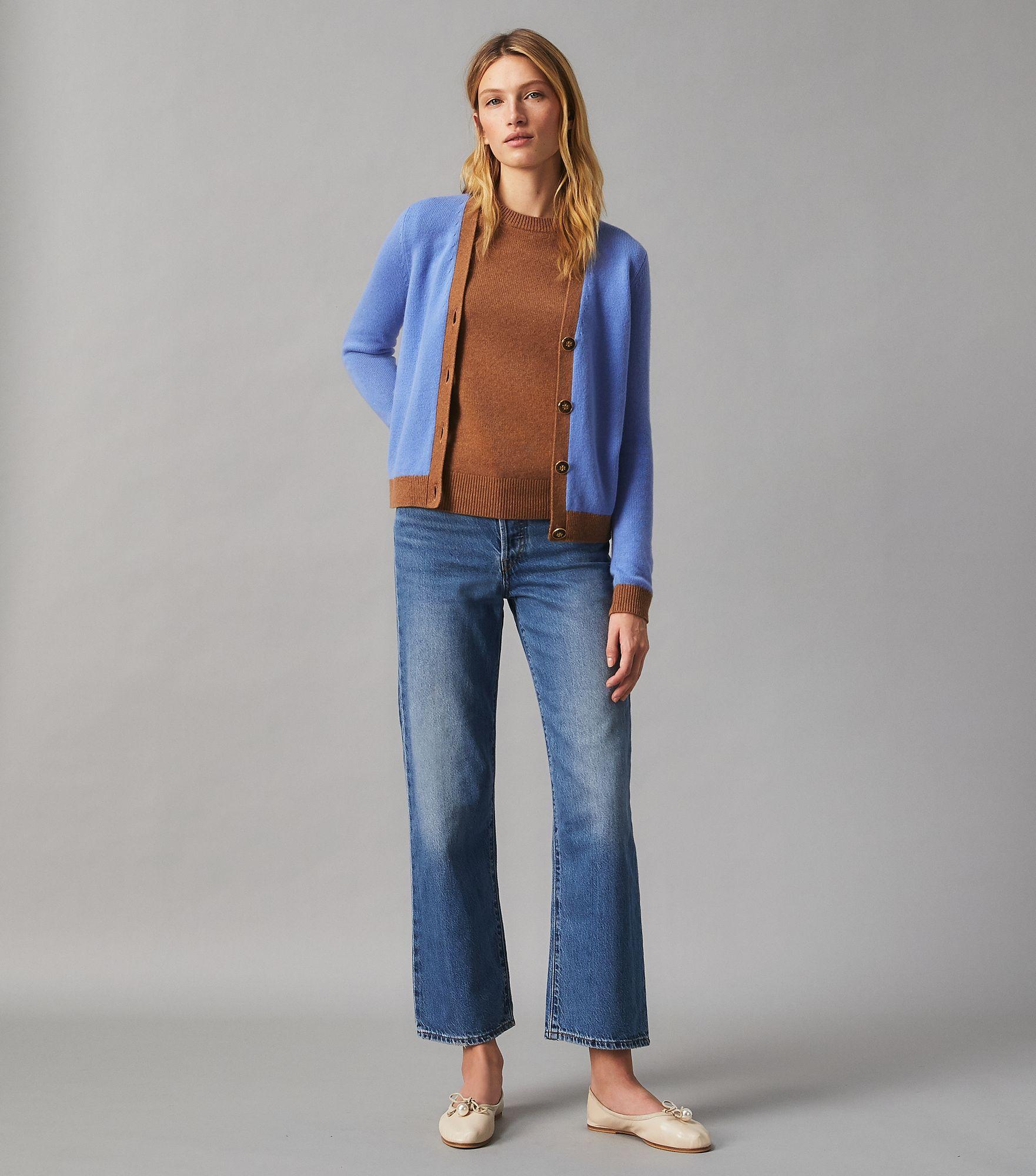 tory burch color block cashmere cardigan