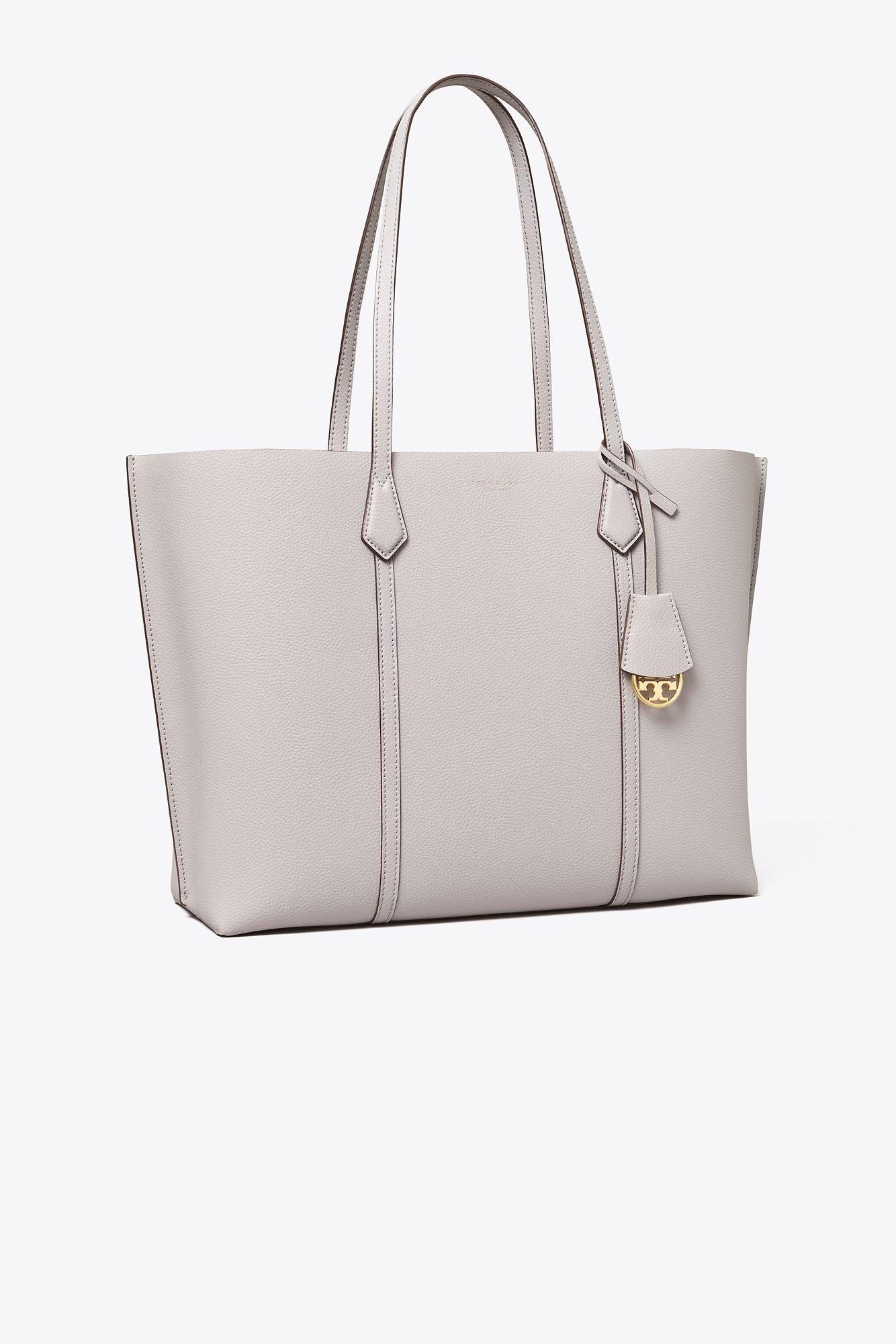  Tory Burch Women's Perry Triple Compartment Tote, Clam Shell,  Grey, One Size : Tory Burch: Clothing, Shoes & Jewelry
