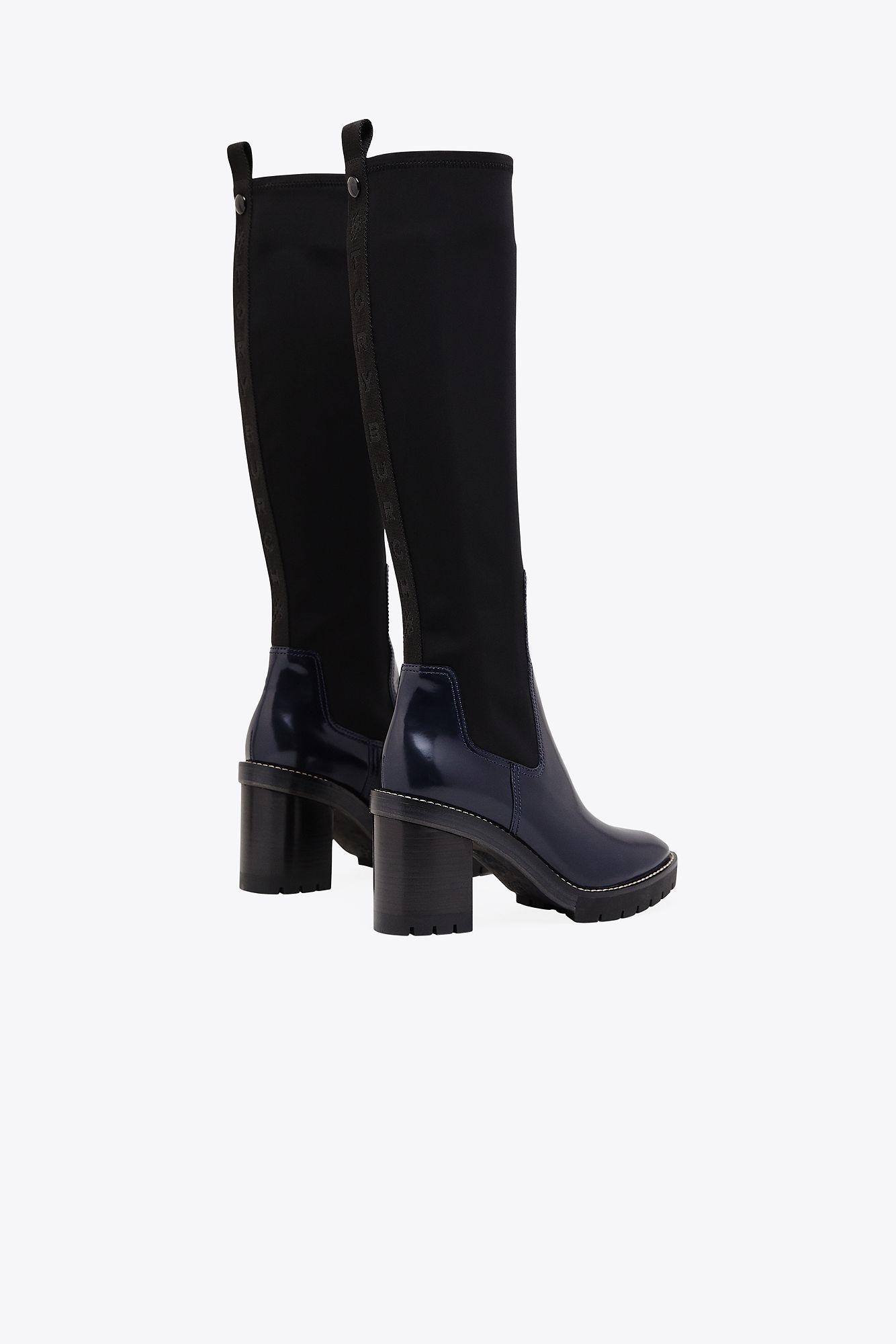 Tory Burch Leather Preston 95mm Lug Sole Boot | 453 | Knee Boots 