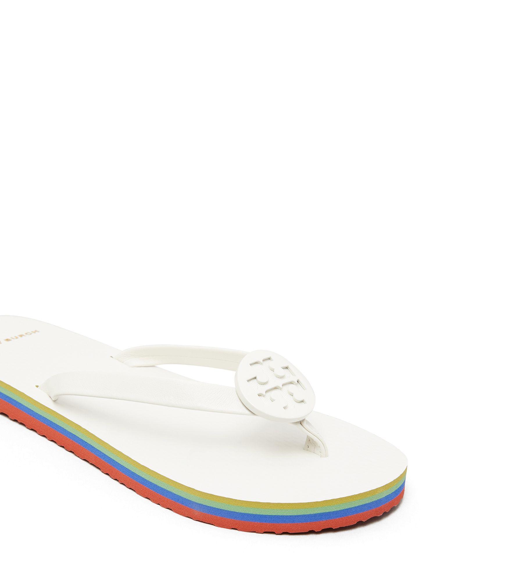 Tory Burch Leather Minnie Flip Flops in White - Lyst