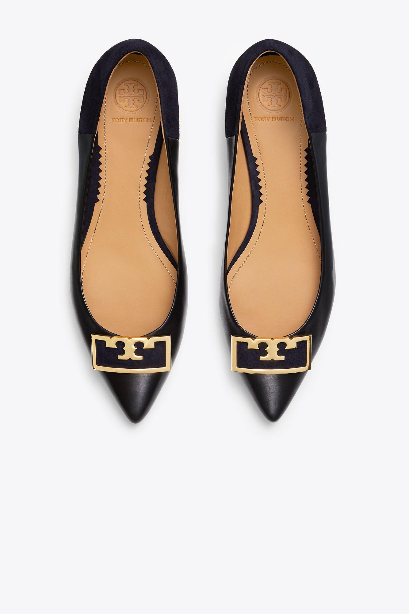 tory burch black and white flats