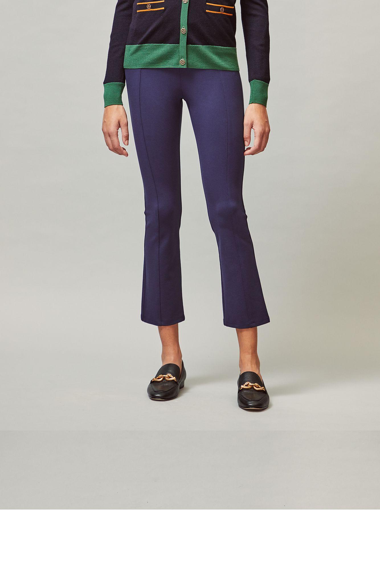 Tory Sport Ponte Cropped Flared Pants in Blue | Lyst