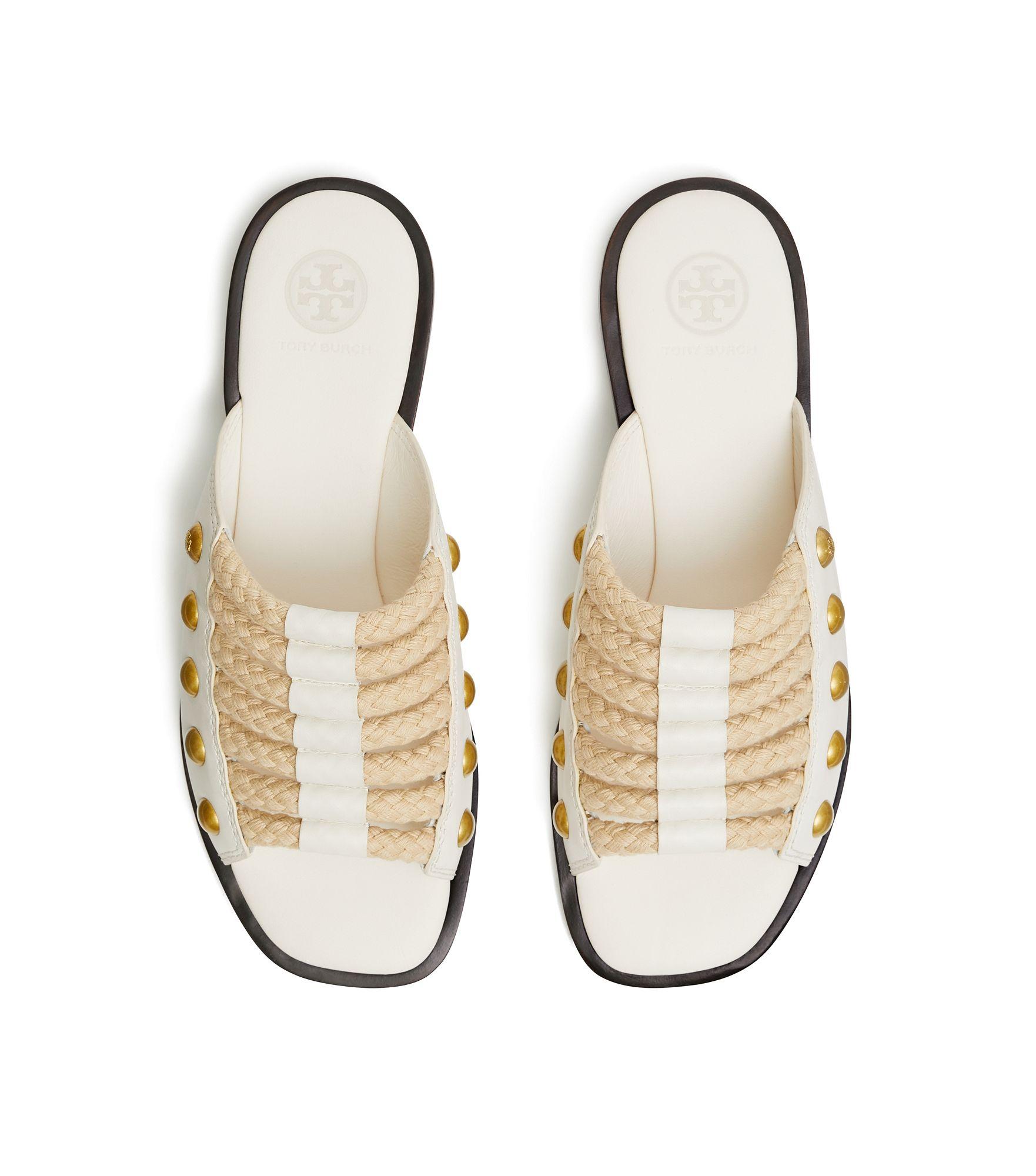 Tory Burch Blythe Rope Sliders in White | Lyst