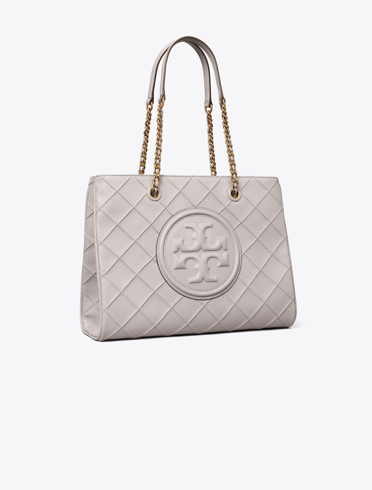 Tory Burch Fleming Soft Chain Tote in White | Lyst