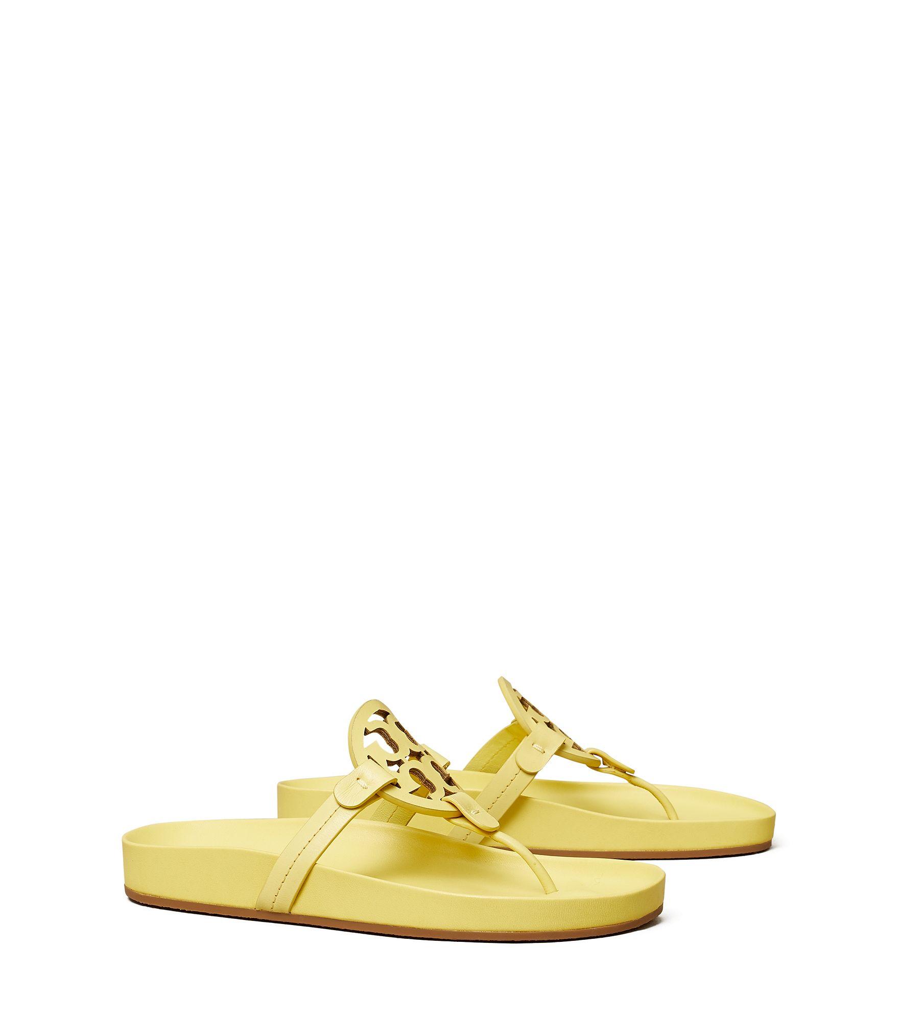 Buy Tory Burch Laser-Cut Miller Flat Sandals, Mustard Yellow Color Women