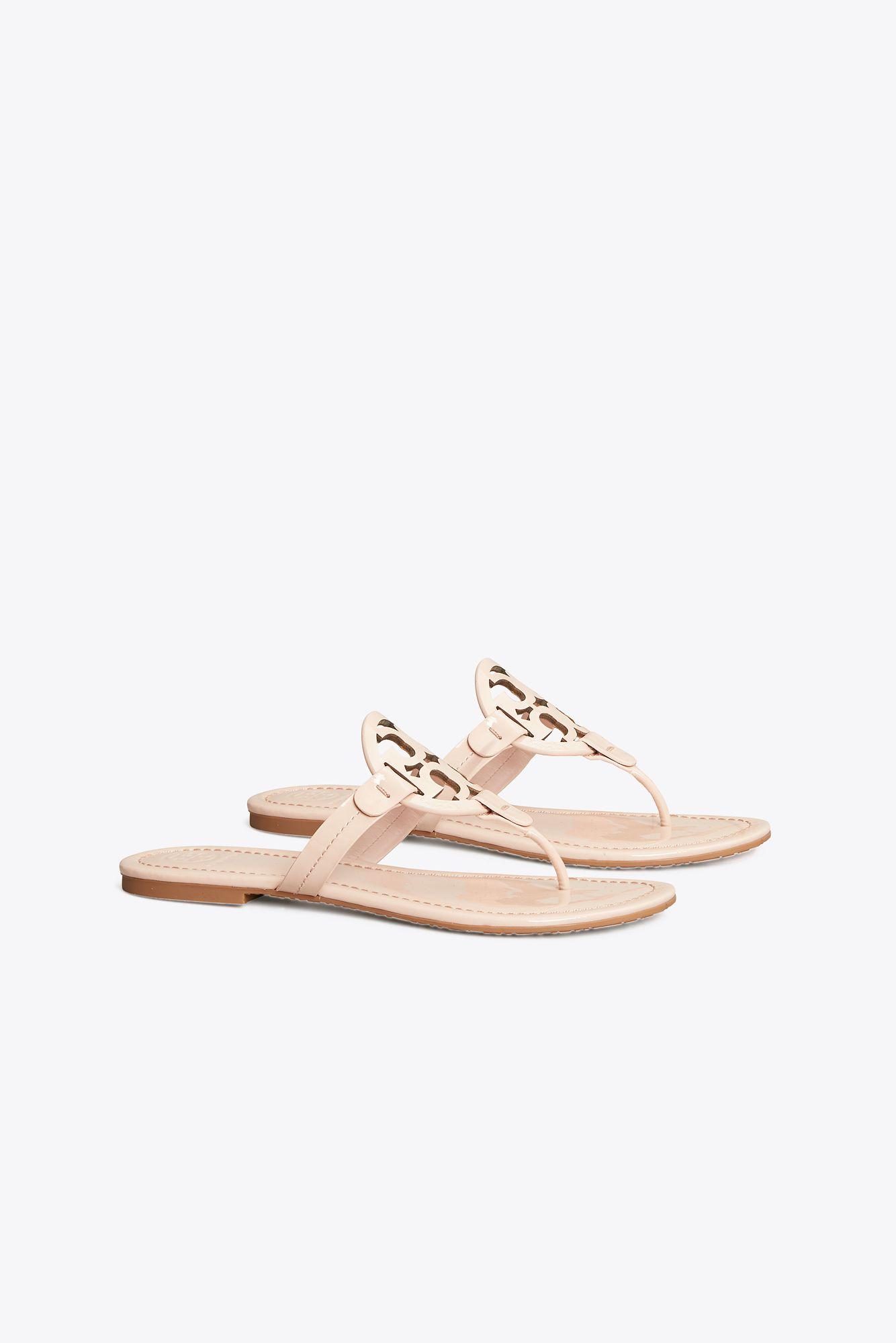 Tory Burch Miller Patent Leather Thong Sandals in Pink | Lyst