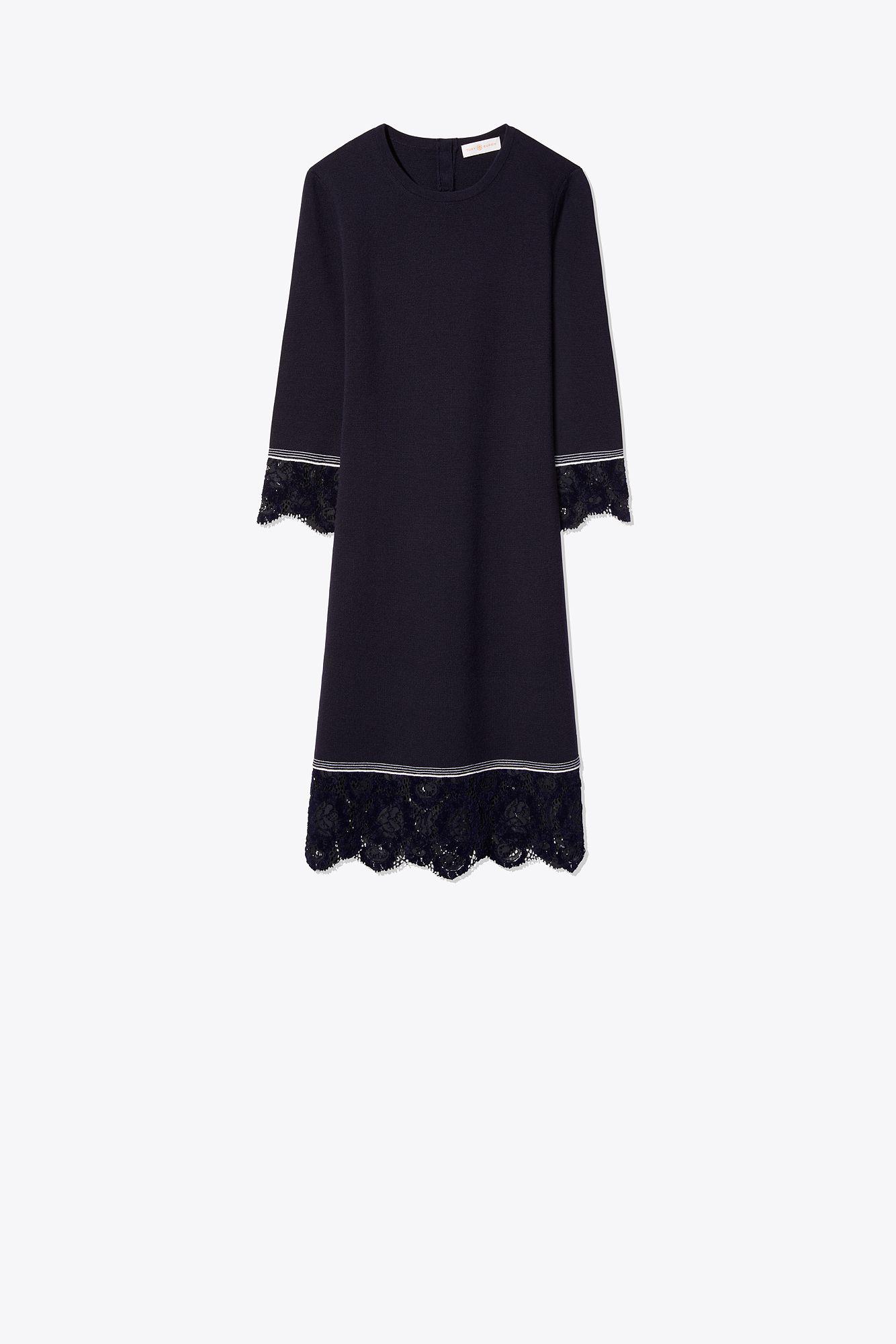 sweater dress with lace trim