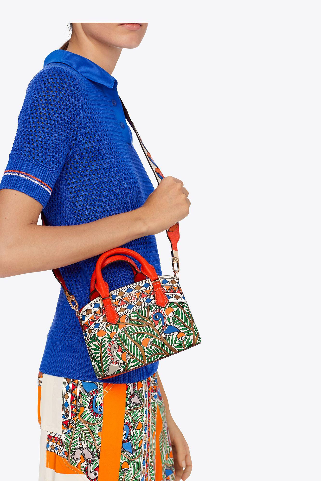 Tory Burch Robinson Printed Top handle Mini Bag in Red Lyst