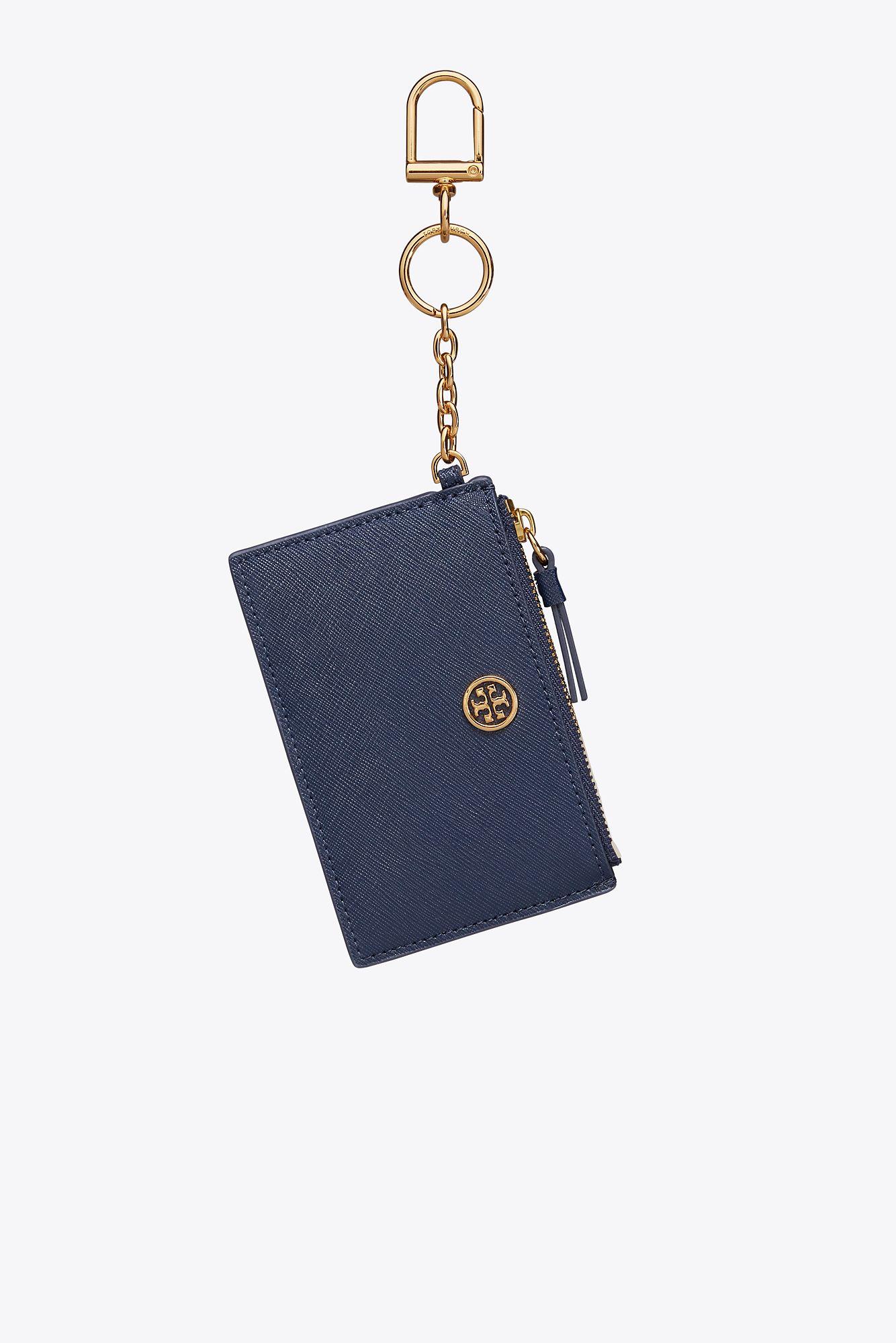 Tory Burch Robinson Card Case Key Ring in Blue | Lyst