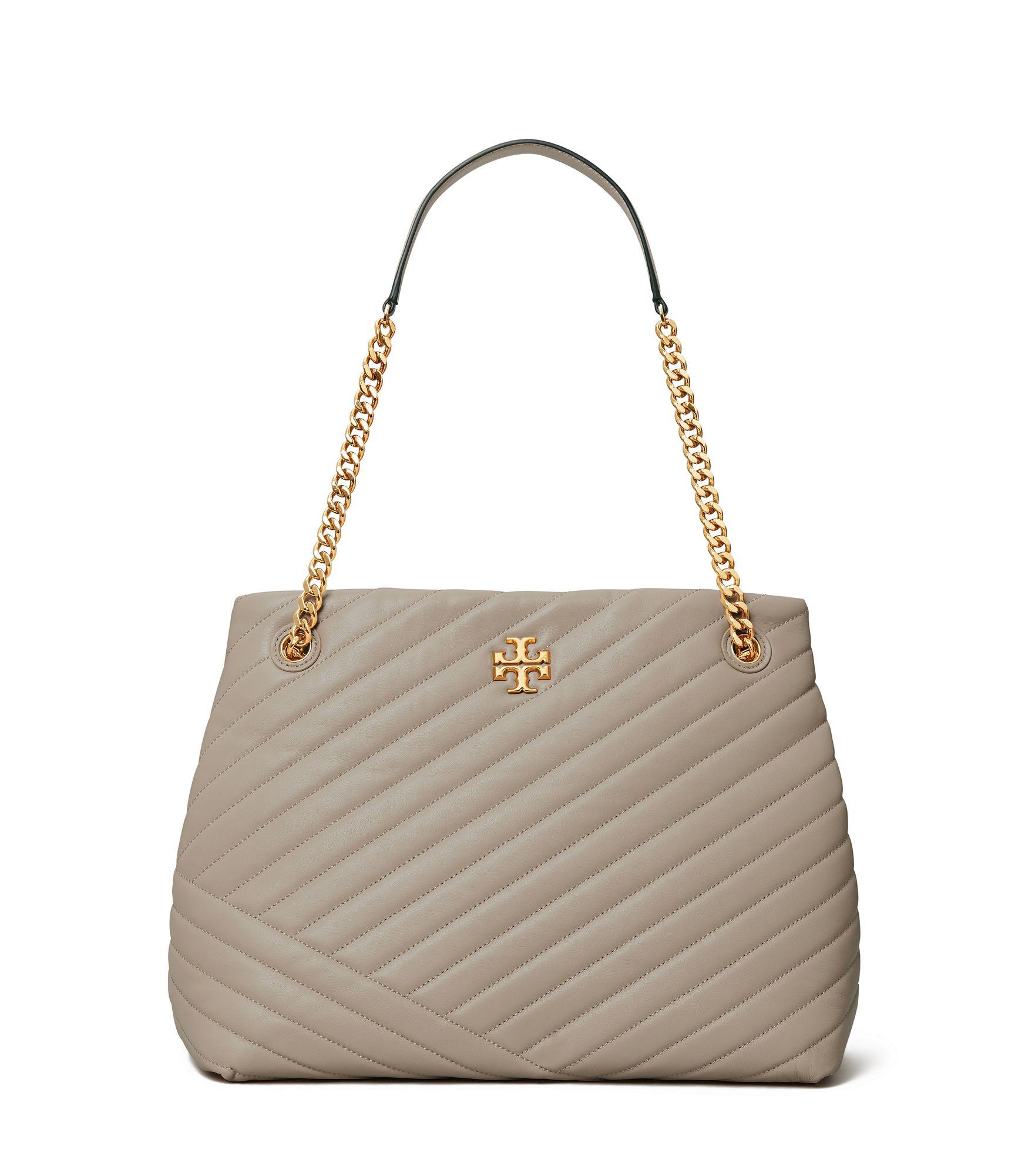 Tory Burch Leather Kira Chevron Tote Bag in Black/Gold (Gray) Lyst