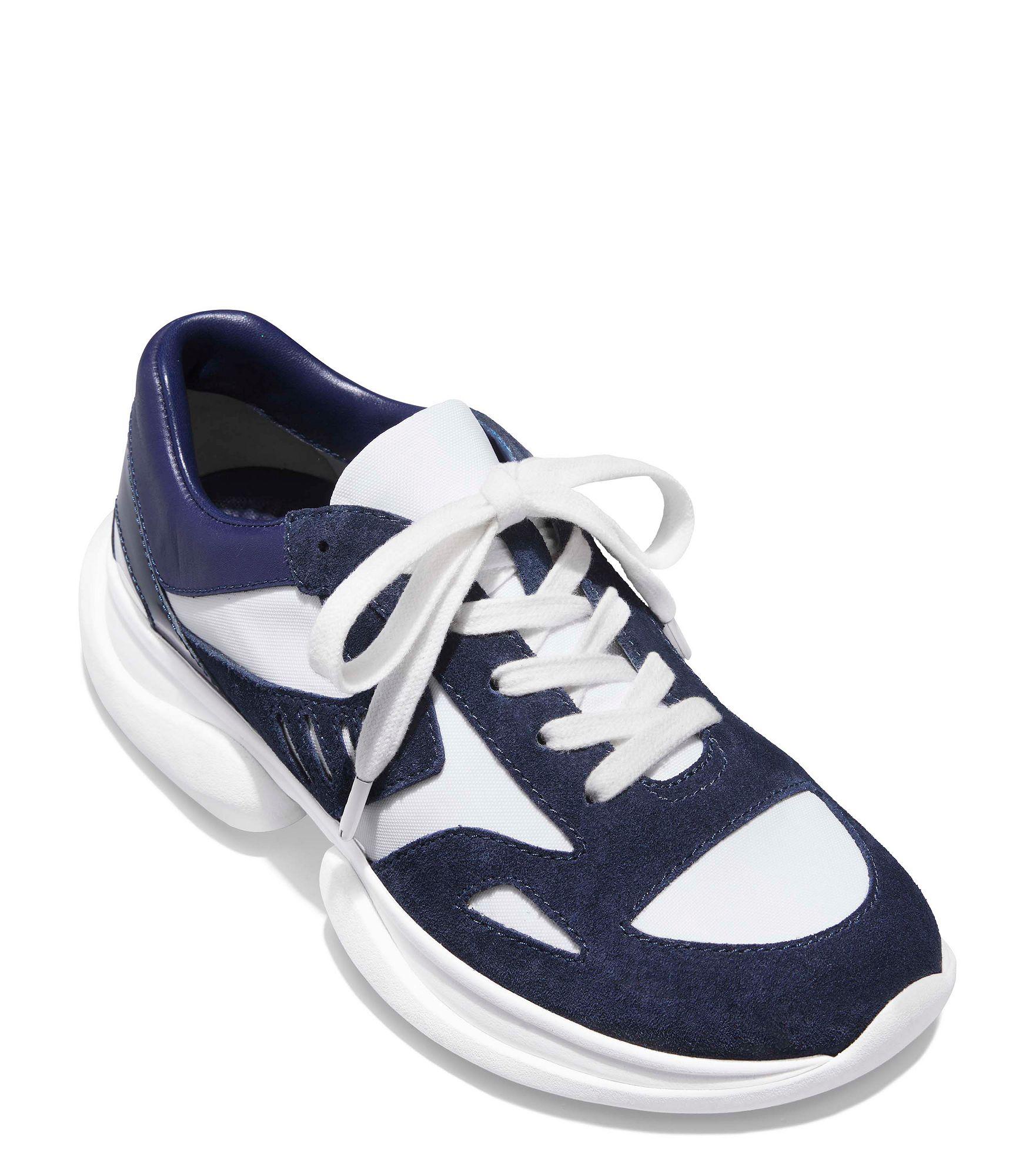 Tory Sport Leather Bubble Lace-up Suede Sneakers in Blue - Lyst