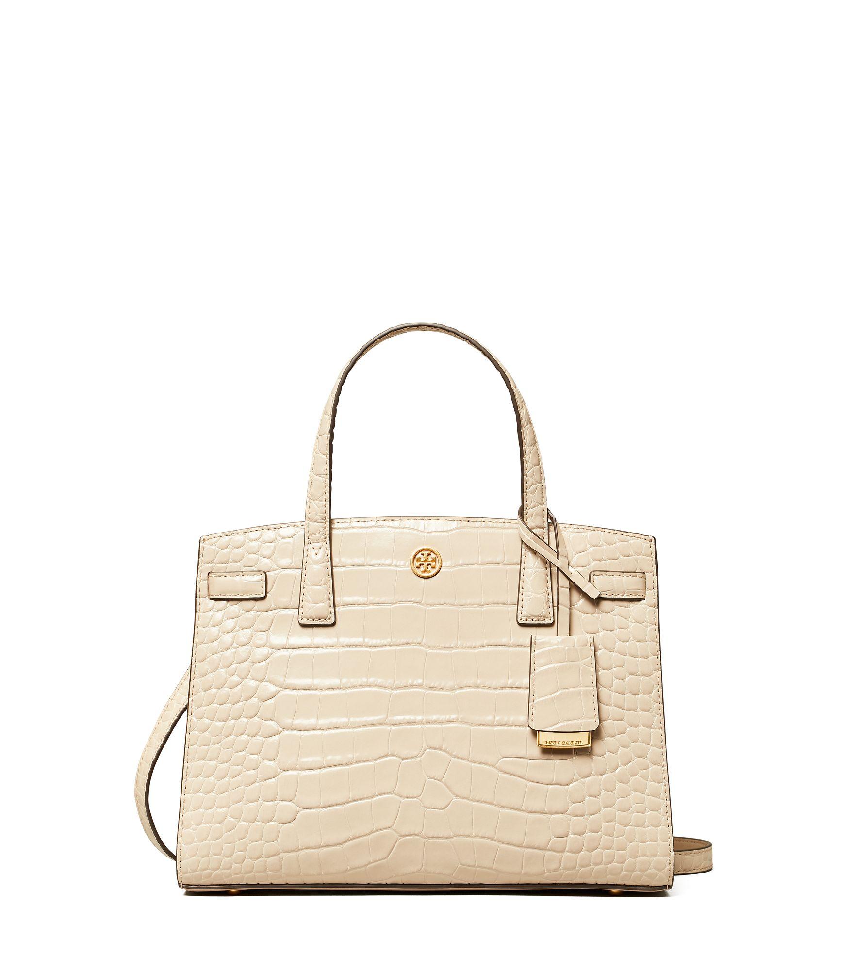 Tory Burch Leather Walker Embossed Small Satchel in Natural Lyst