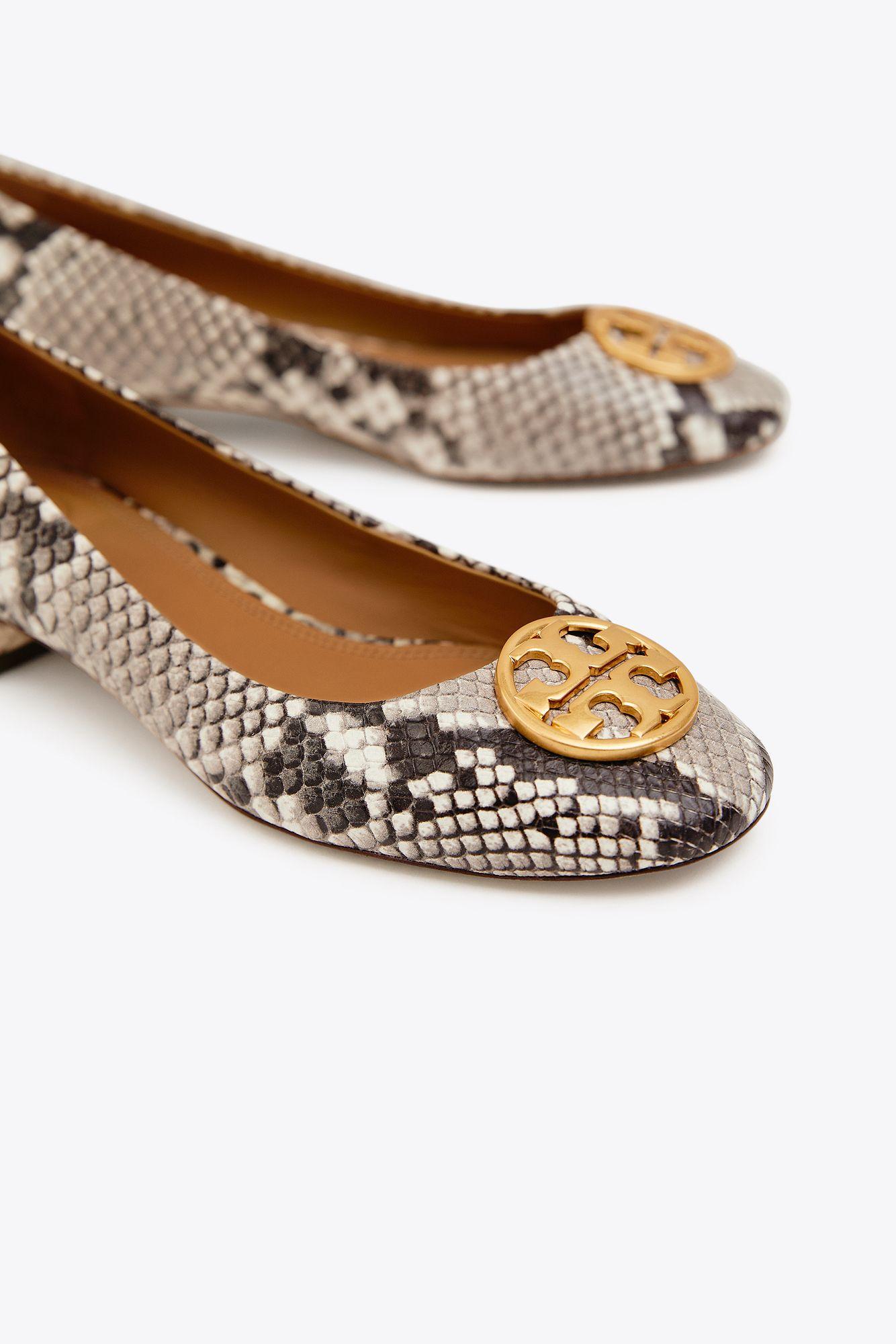 chelsea embossed heeled ballet flat