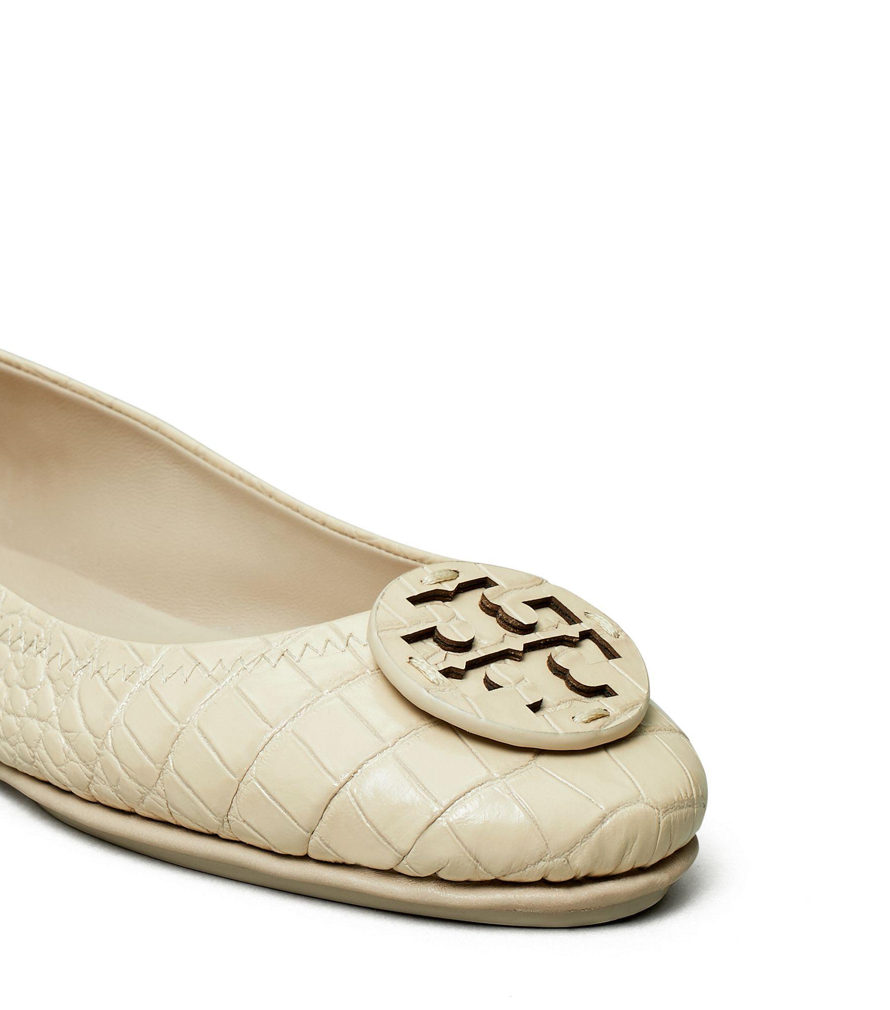 tory burch minnie travel ballet flat embossed leather