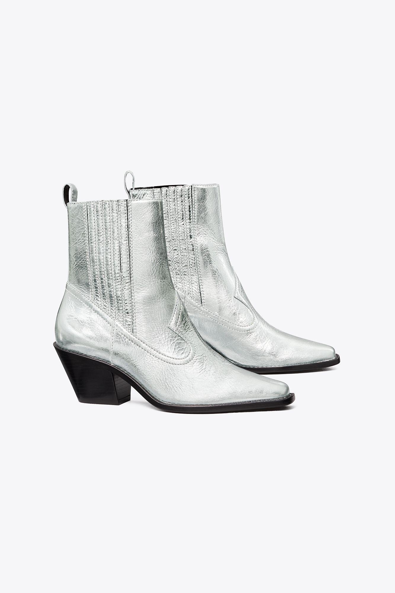 Tory Burch Western Ankle Boot in White | Lyst