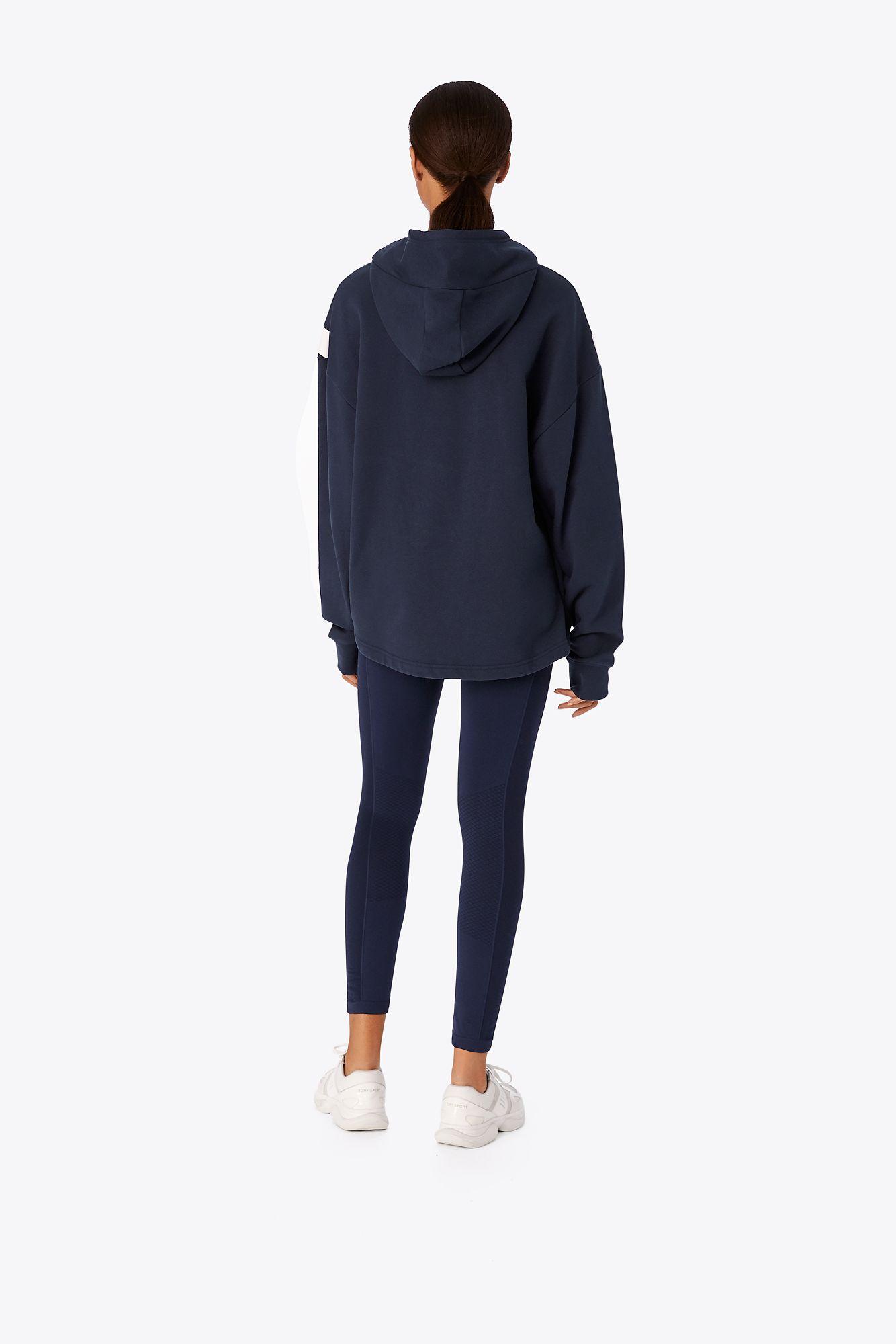 Tory Sport Cotton Chevron French Terry Hoodie in Blue | Lyst
