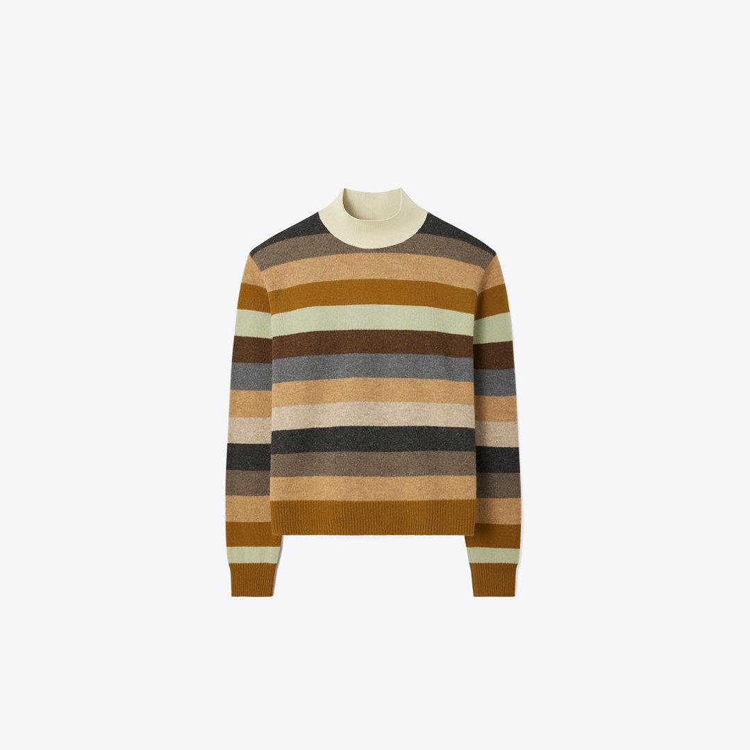 送料&関税込み★Tory Burch★STRIPED WOOL RIBBED TURTLENECK Striped Ribbed Tech Knit Turtleneck: Women's Designer