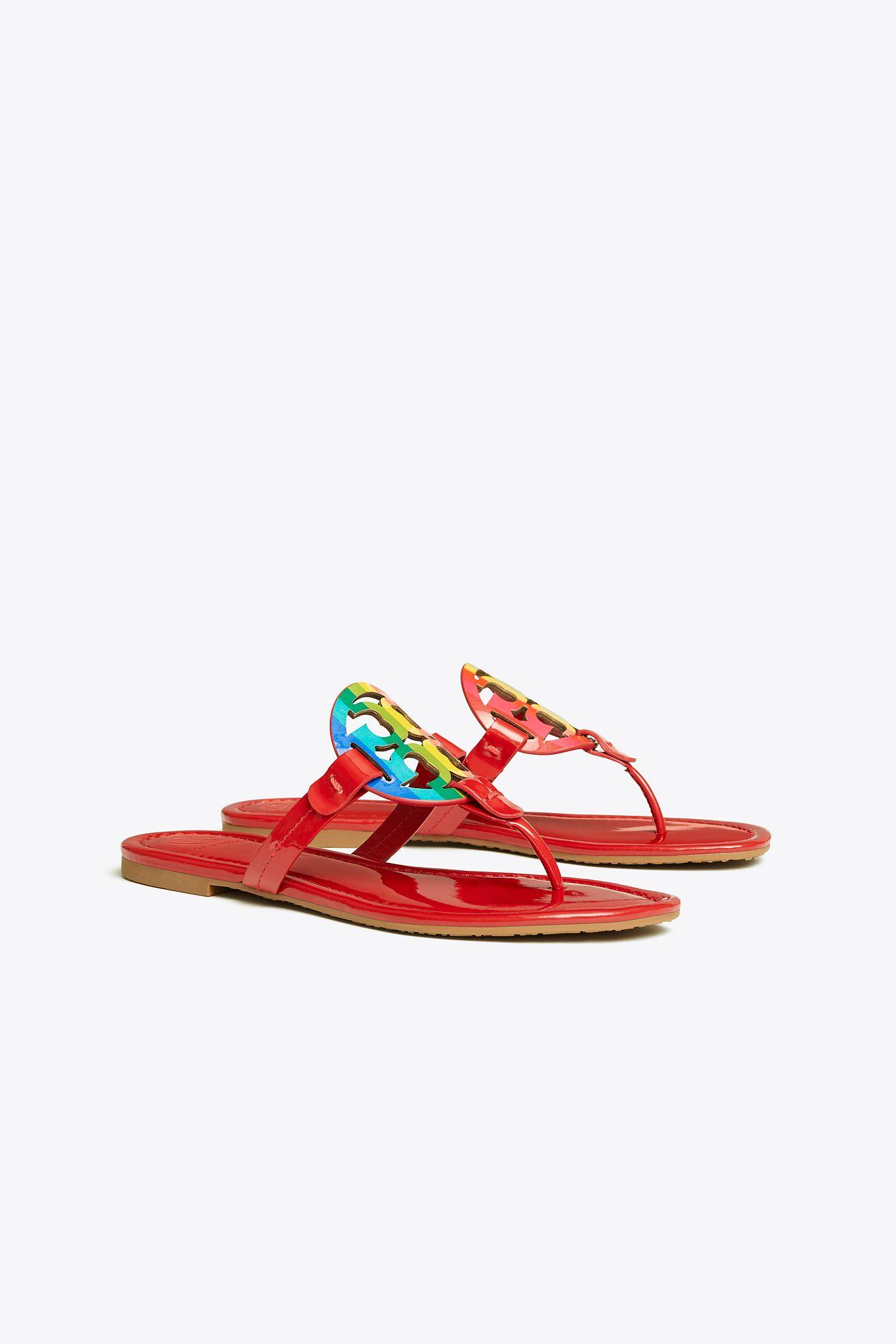 Tory Burch Miller Sandals, Printed Patent Leather in Bright Rainbow / Ruby Red (Red) - Lyst