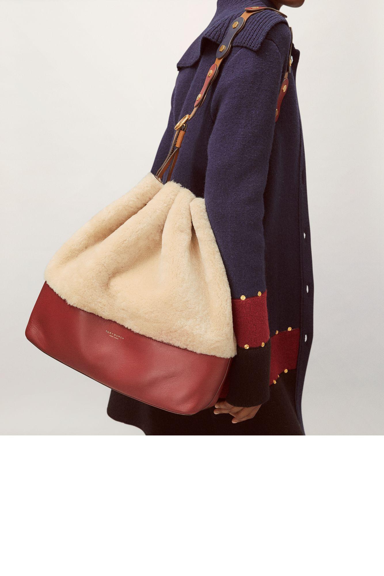 shearling hobo