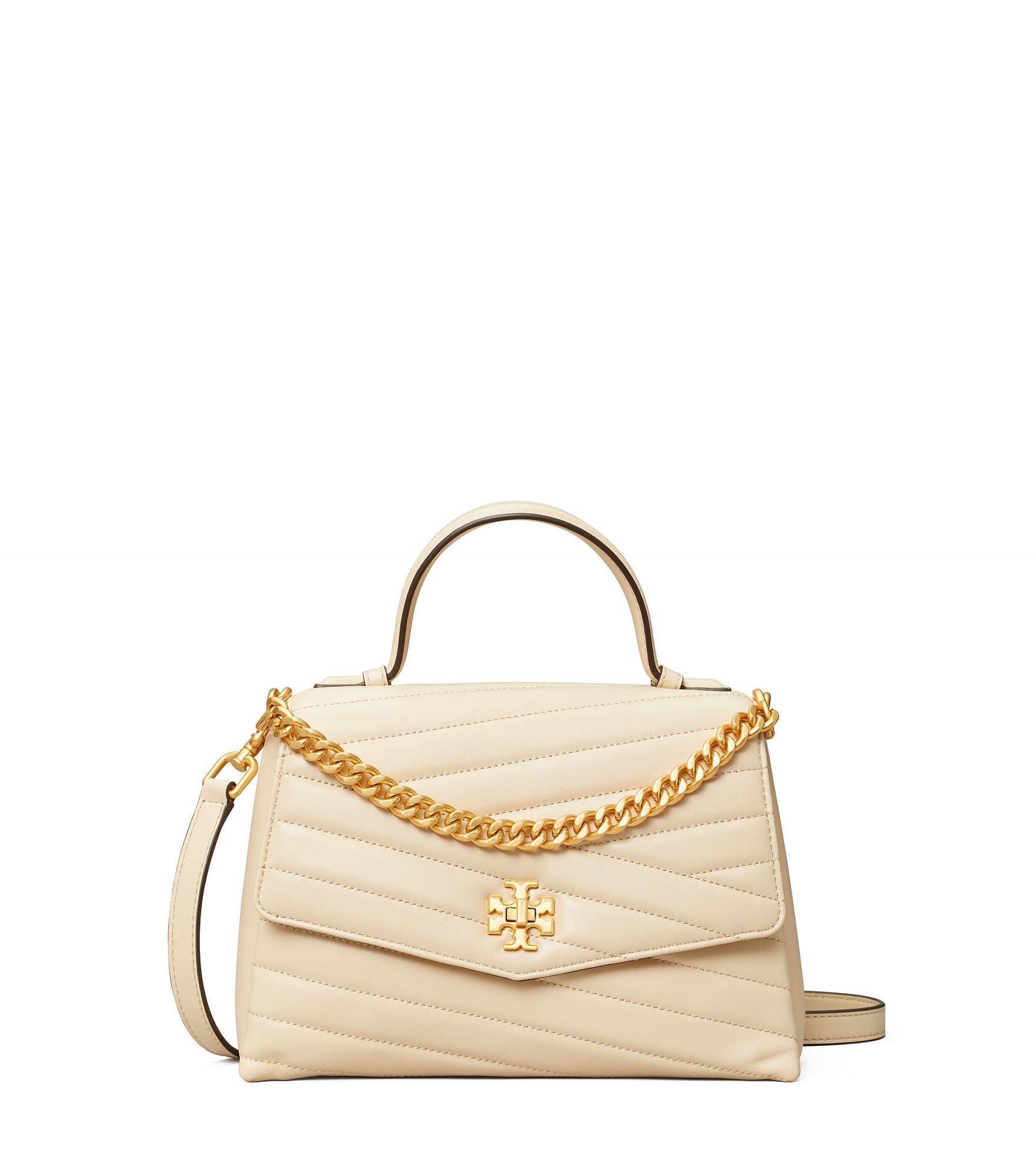 Tory Burch Leather Kira Chevron Tophandle Satchel in Natural Lyst