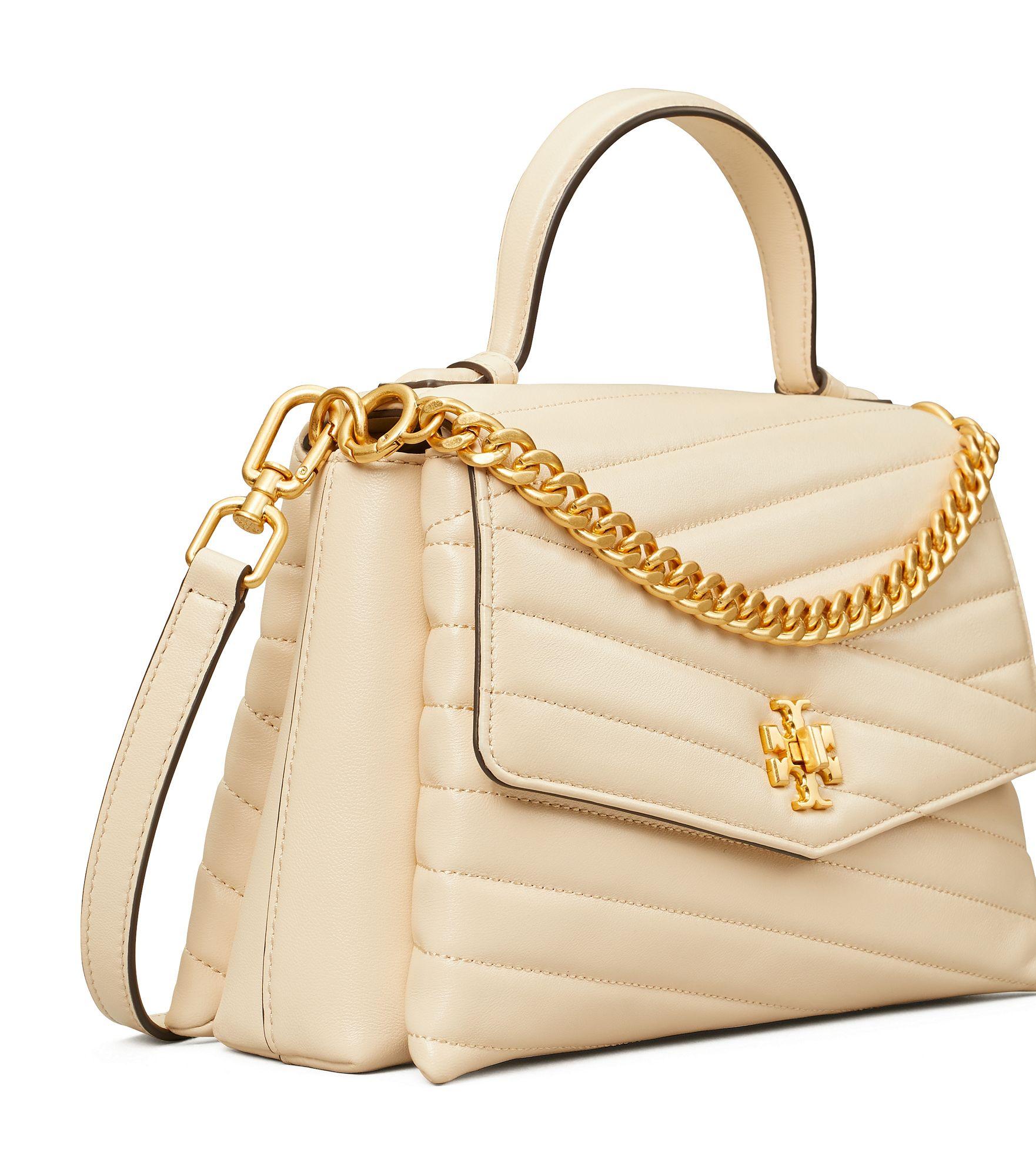 Tory Burch Leather Kira Chevron Tophandle Satchel in Natural Lyst