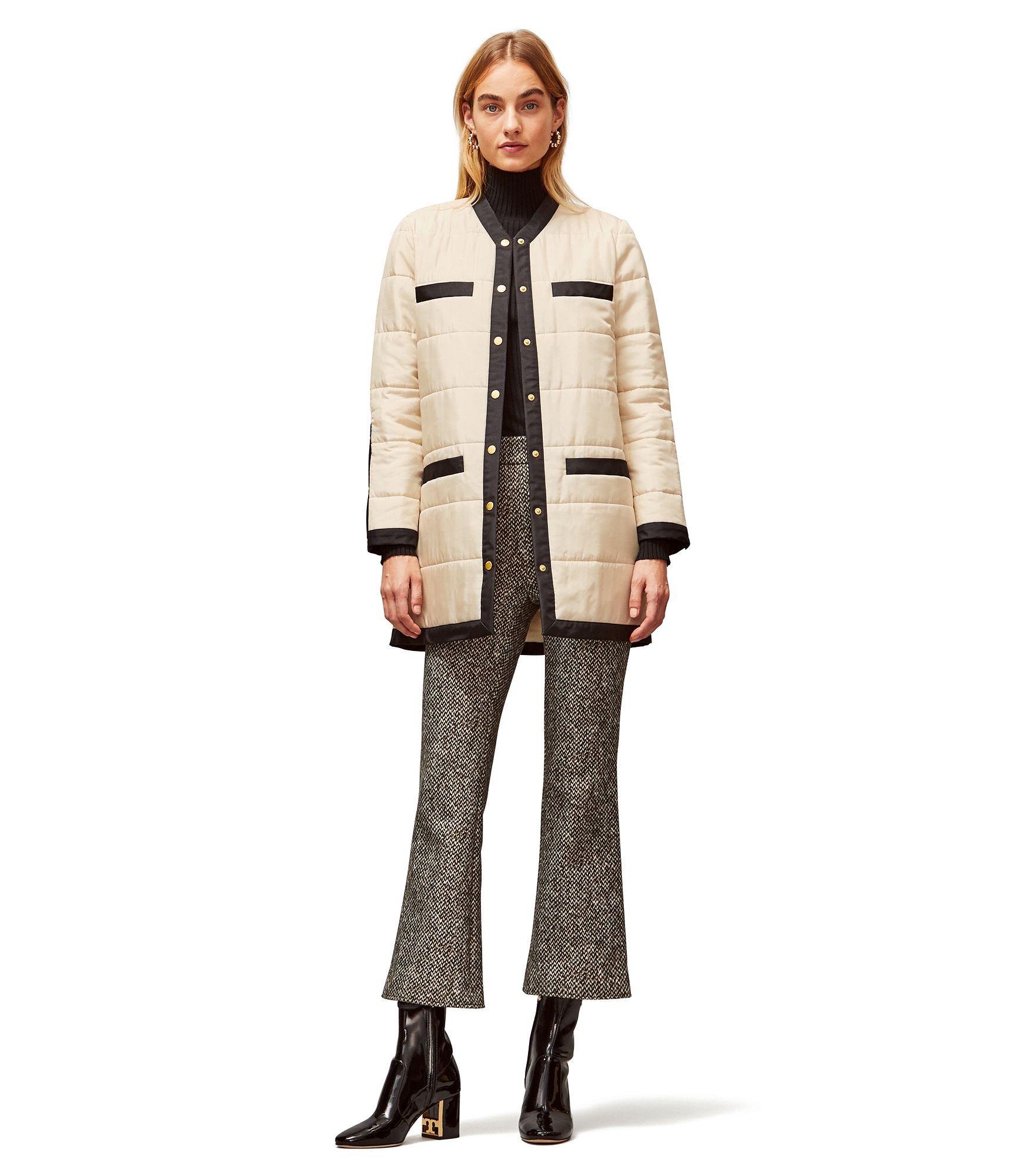 Tory Burch Silk Quilted Long Jacket in Light Pale Stone (Natural) | Lyst  Canada
