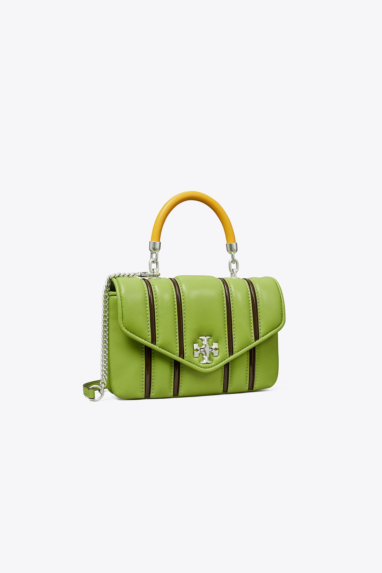 Tory Burch Mini Kira Bombé Stripe Top-handle Bag in Green | Lyst
