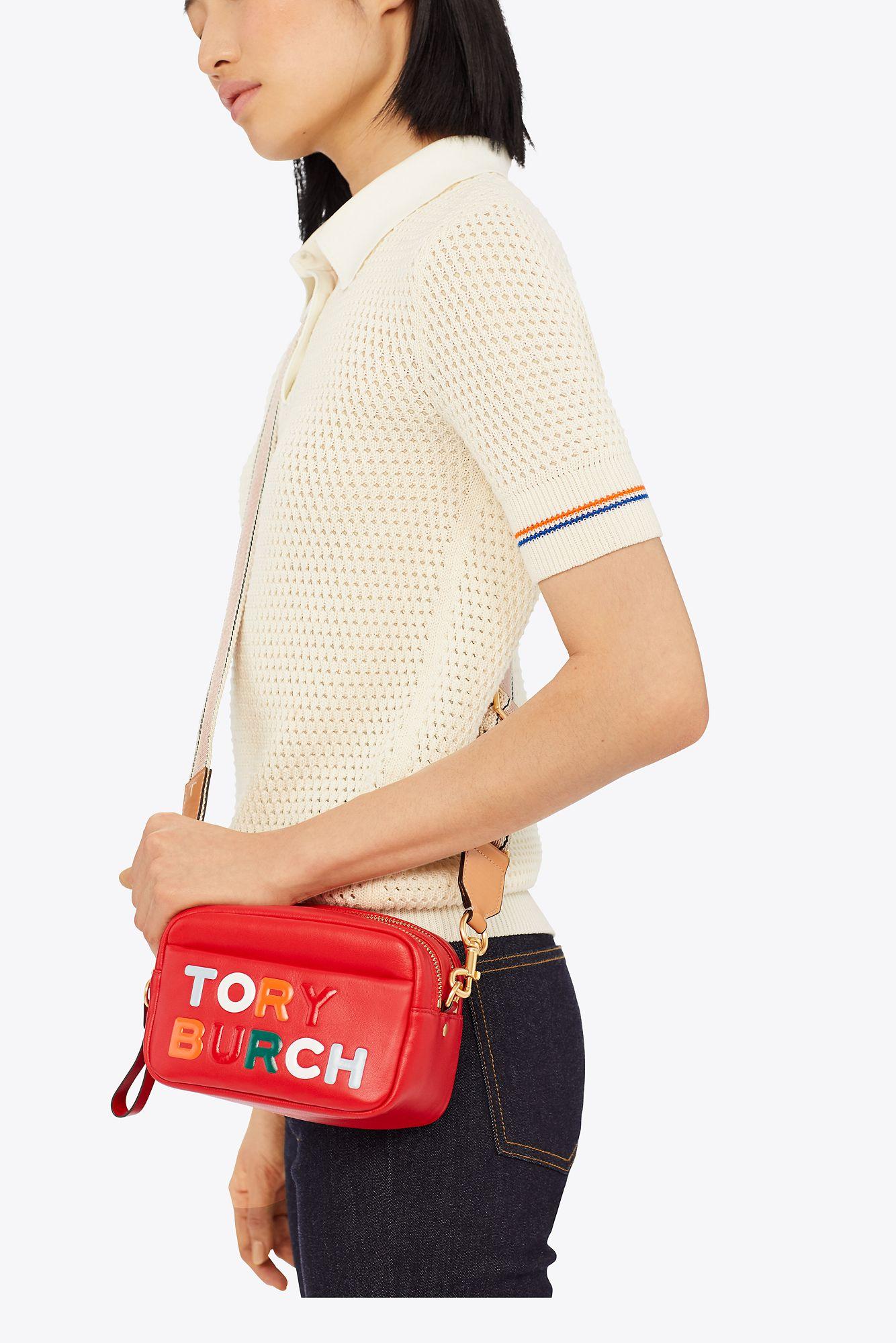 Tory Burch Perry Print Double-zip Mini Bag in Red | Lyst