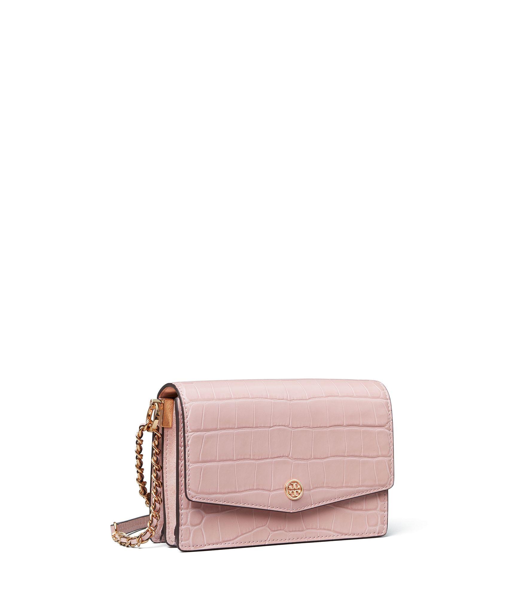 Tory Burch Clay Pink Juliette Croc-Embossed Patent Leather